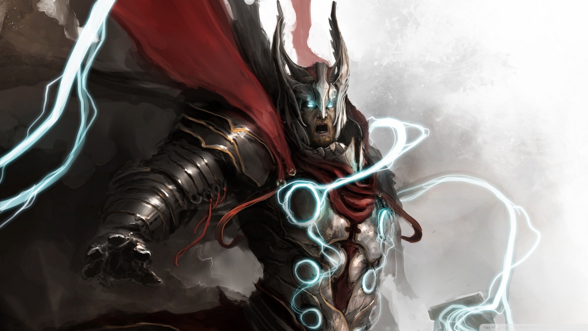 Thor, Marvel, Concept art, Fulmini, Armatura, Full HD, sfondo per PC e portatile