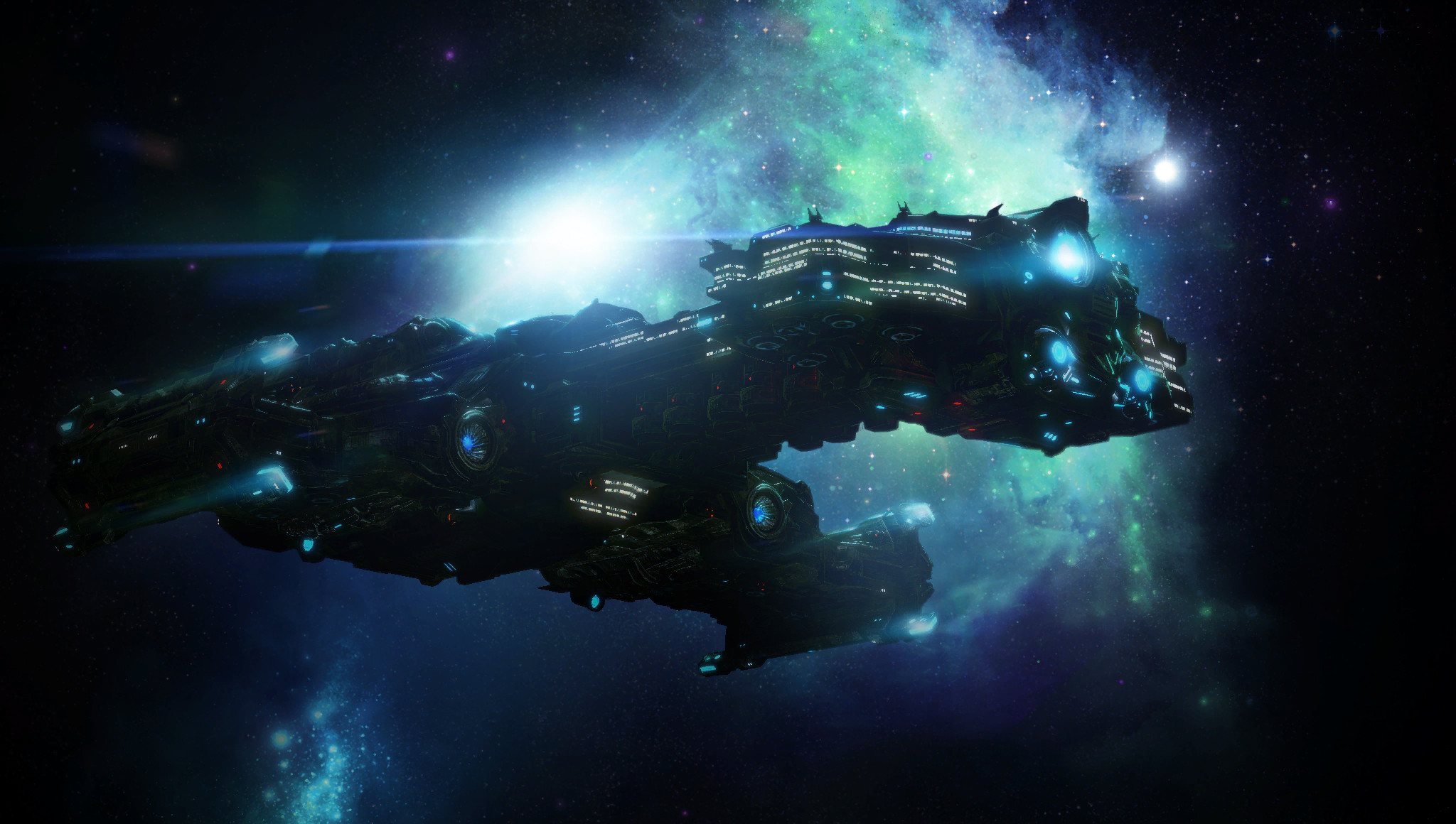 StarCraft II, Incrociatore da battaglia, Nebulosa, Spazio, 16:9 Full HD, wallpaper widescreen