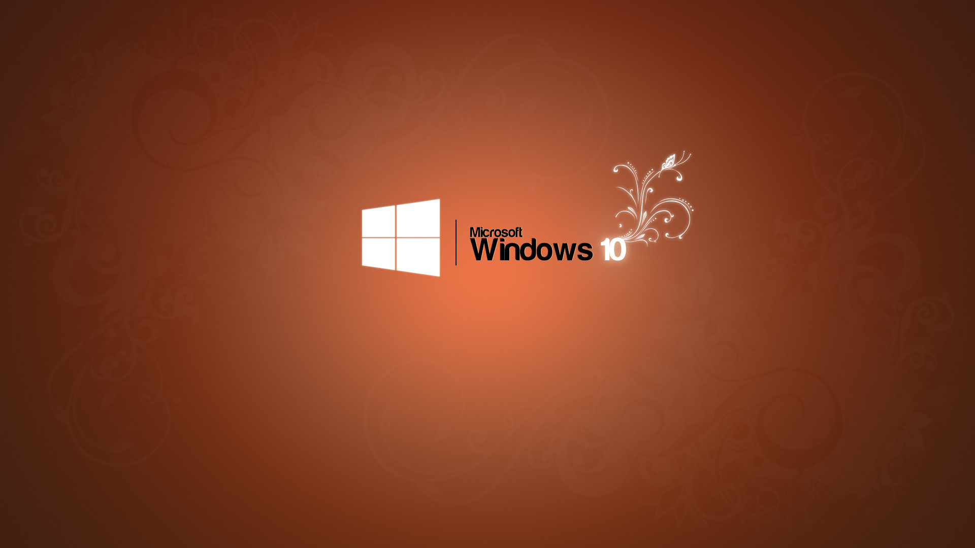 Windows 10, Logo Windows, Microsoft, Sfondo arancione, Full HD, wallpaper per computer
