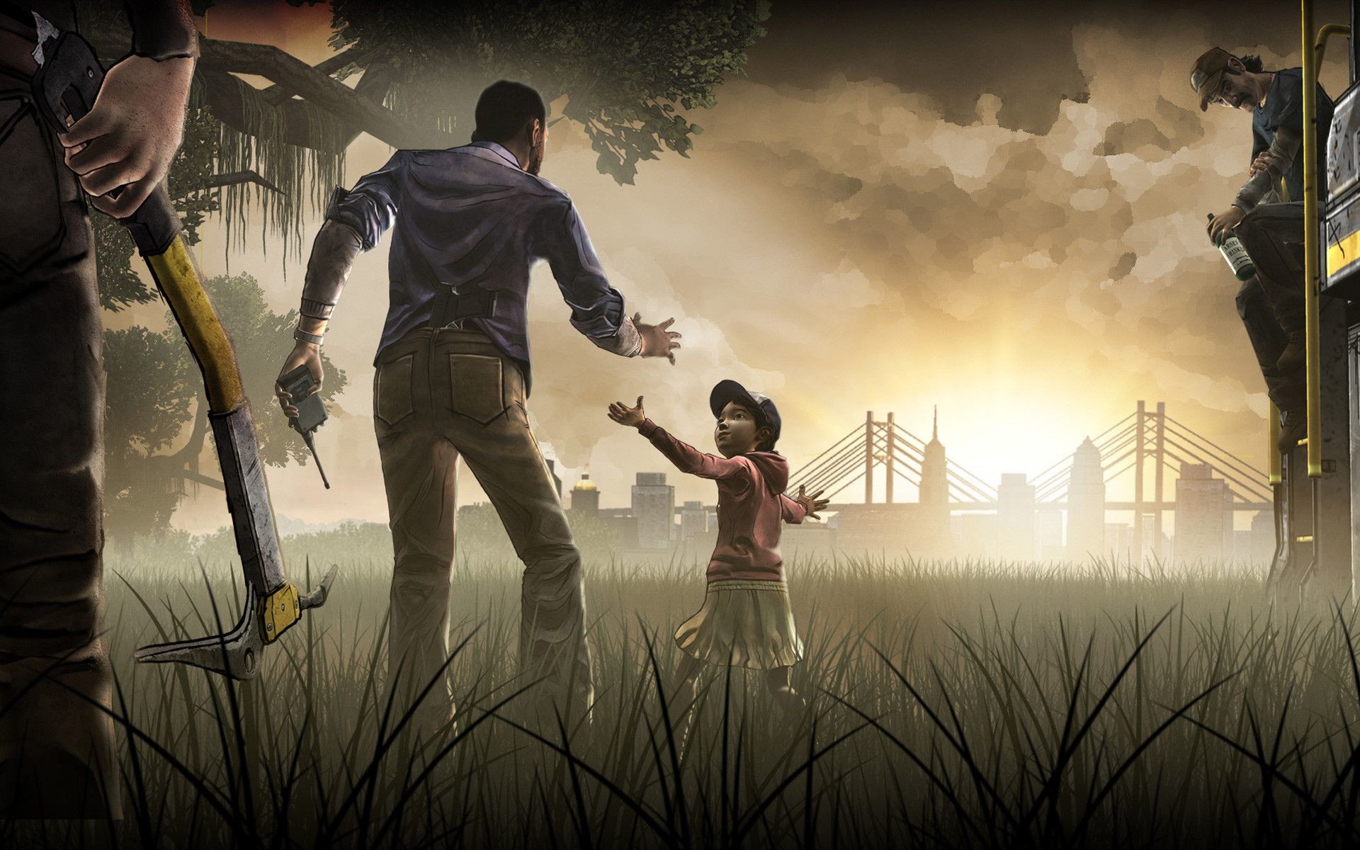 The Walking Dead (videogioco), Lee Everett, Clementine, Telltale Games, Tramonto, wallpaper Full HD