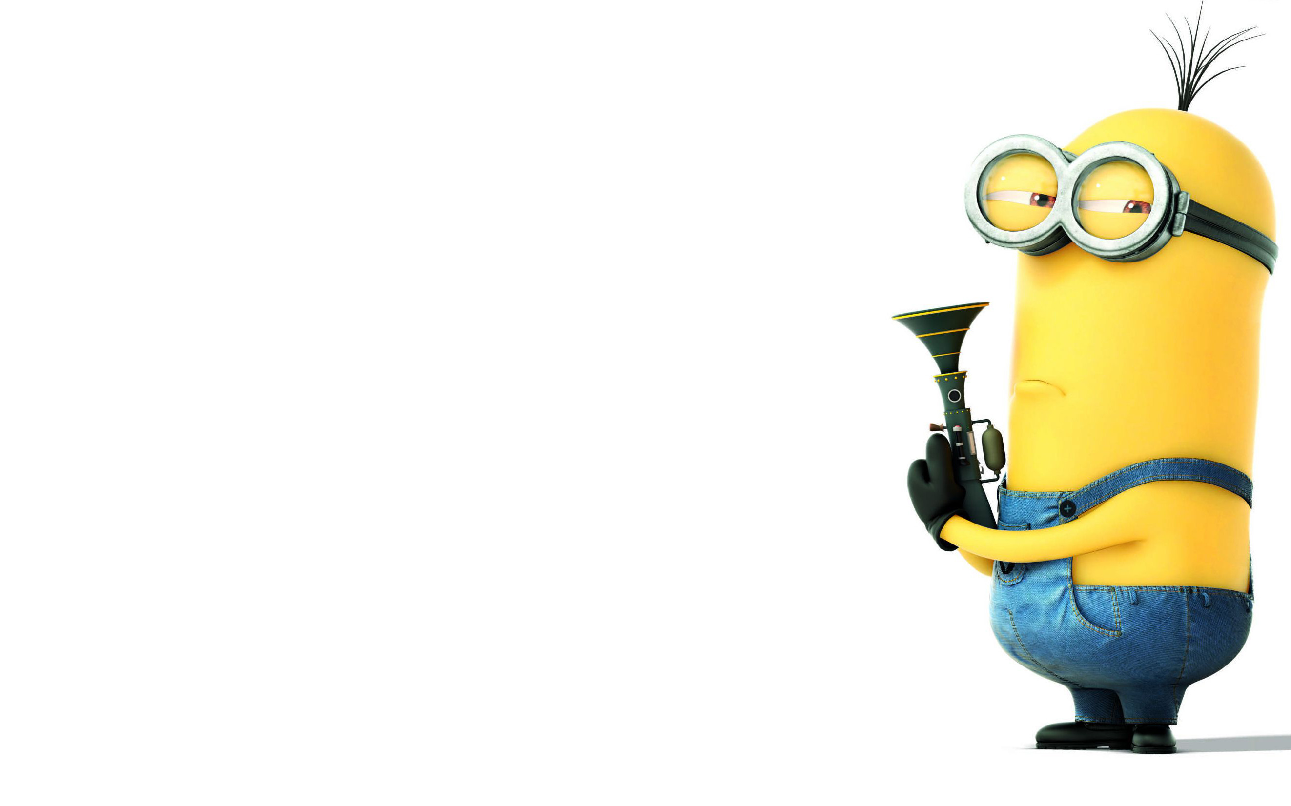 Kevin, Minion, Clarinetto, Sfondo bianco, 2K, wallpaper per computer