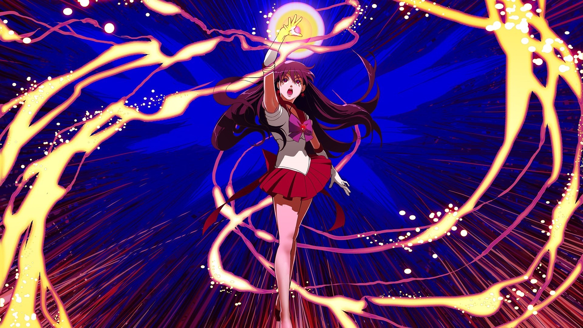 Sailor Mars, Sailor Moon, Fuoco, Energia, 1920x1080, sfondo per PC