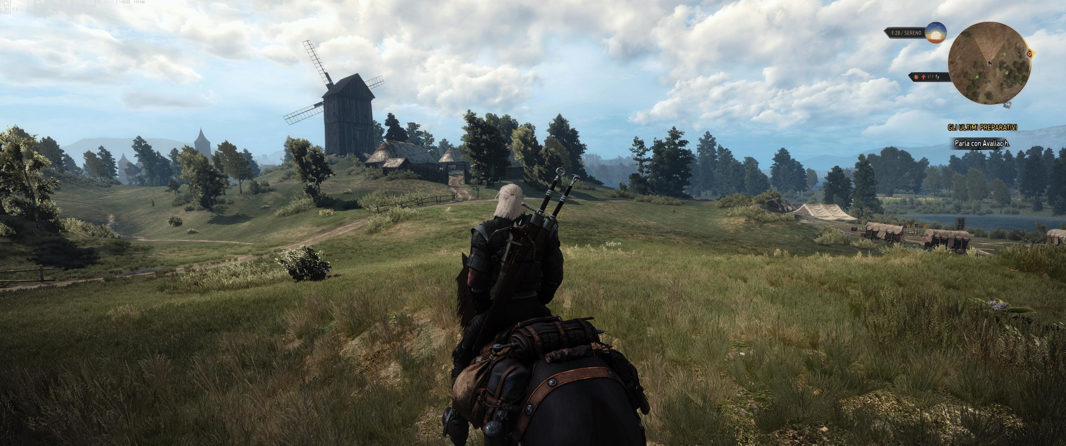 The Witcher 3: Wild Hunt, Geralt di Rivia, Mulino a vento, 2K 1440p, sfondo desktop