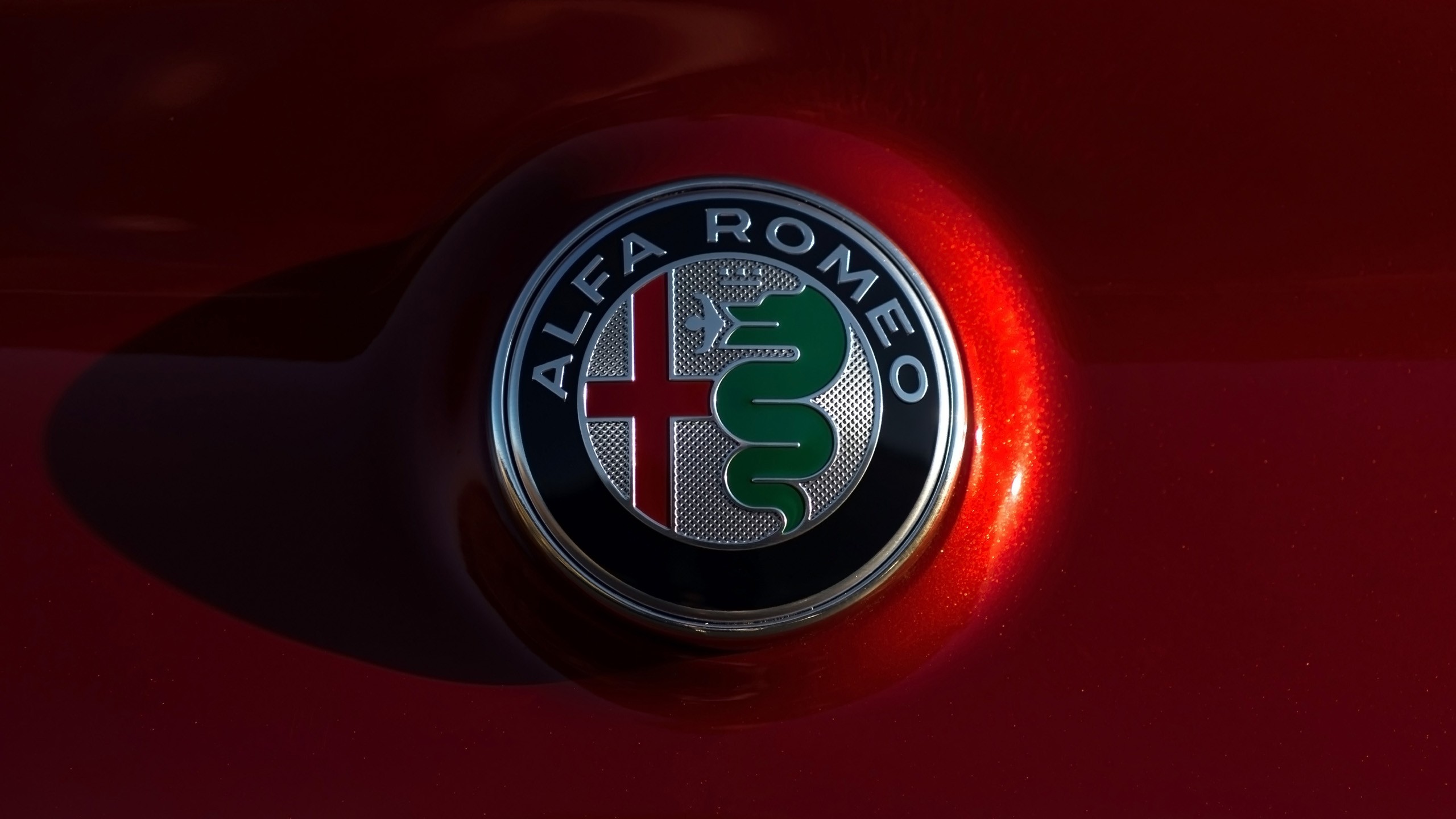 Logo Alfa Romeo, Alfa Romeo, Stemma, Rosso, 2K 1440p, sfondo desktop
