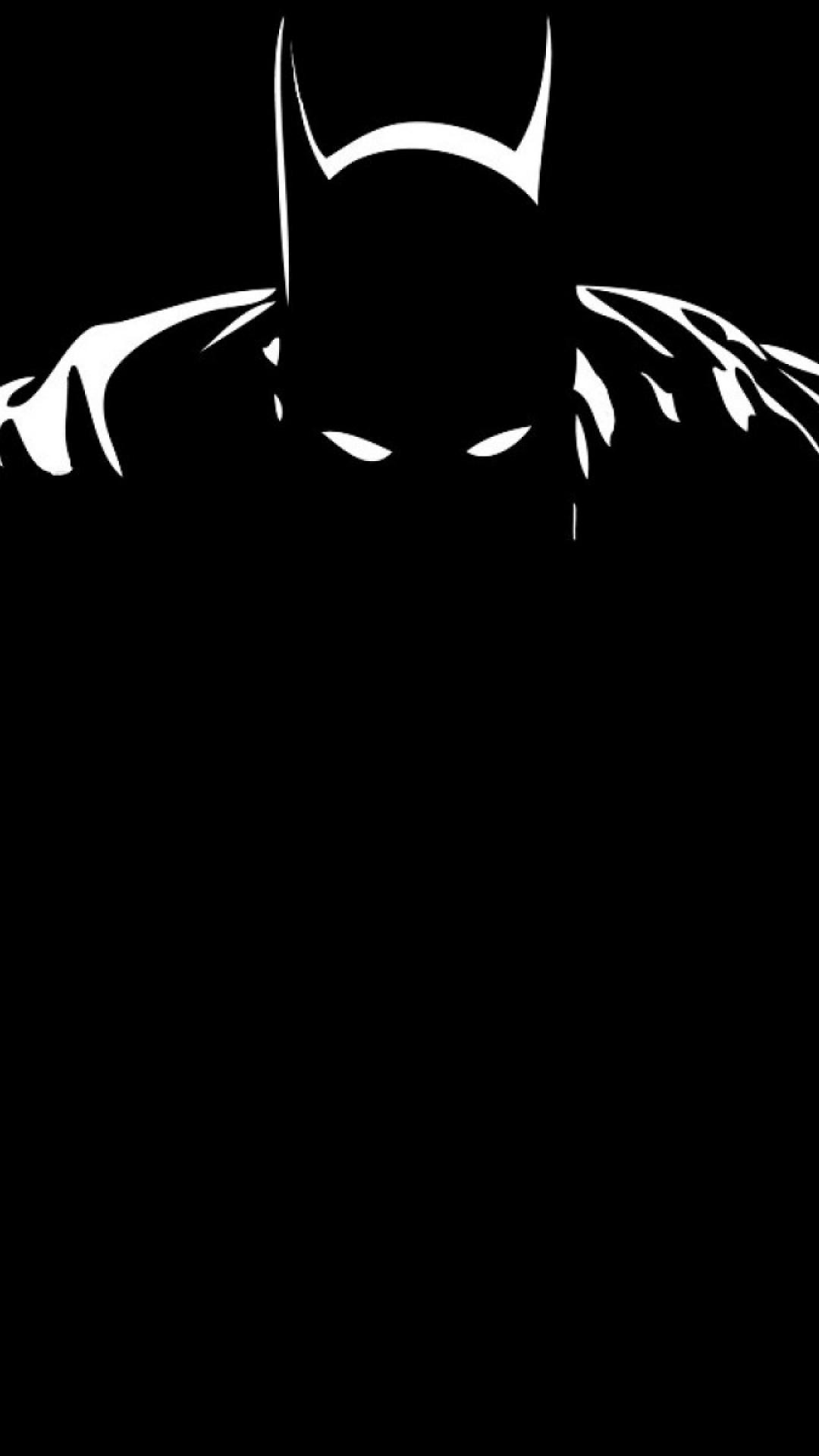 Batman, Silhouette, Sfondo nero, Minimalista, 1080x1920, schermata di blocco iPhone