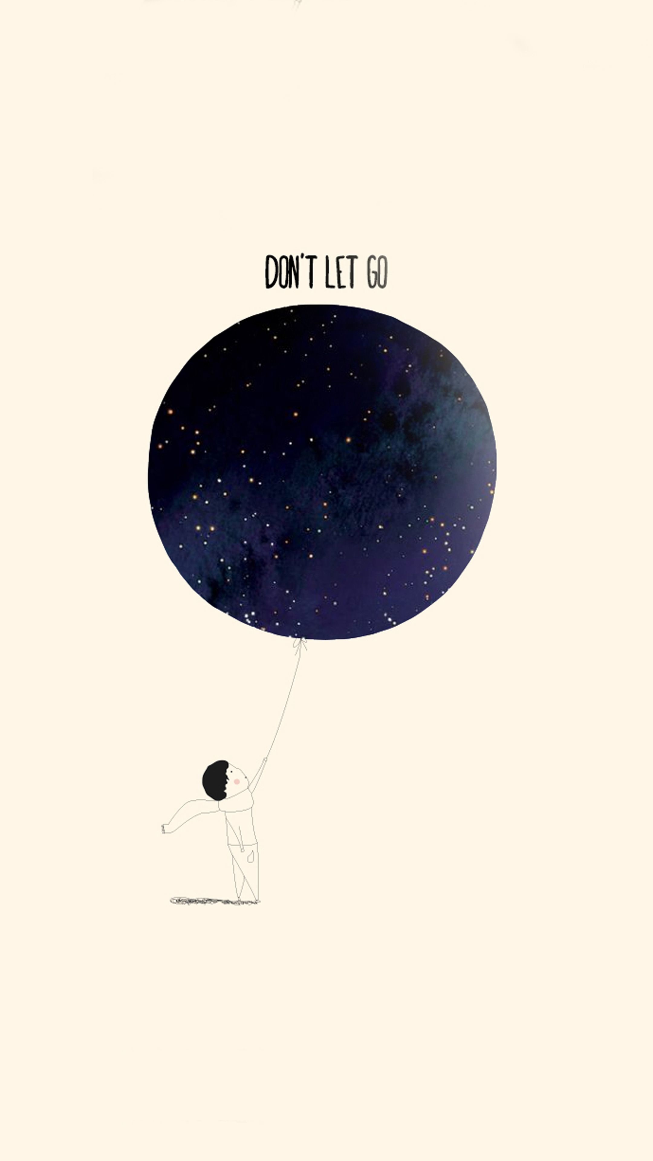Don't let go, Palloncino, Luna, Minimalismo, QHD+, sfondo iPhone