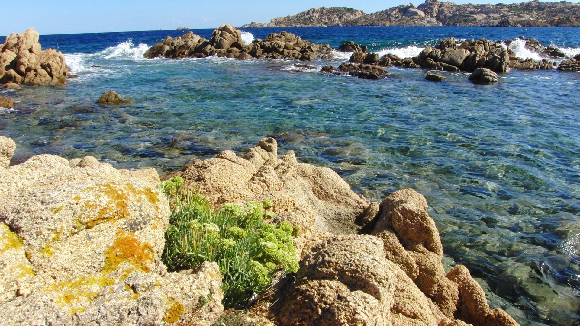 Costa rocciosa, Mare cristallino, Sardegna, Scogli, 1920x1080, immagine di sfondo