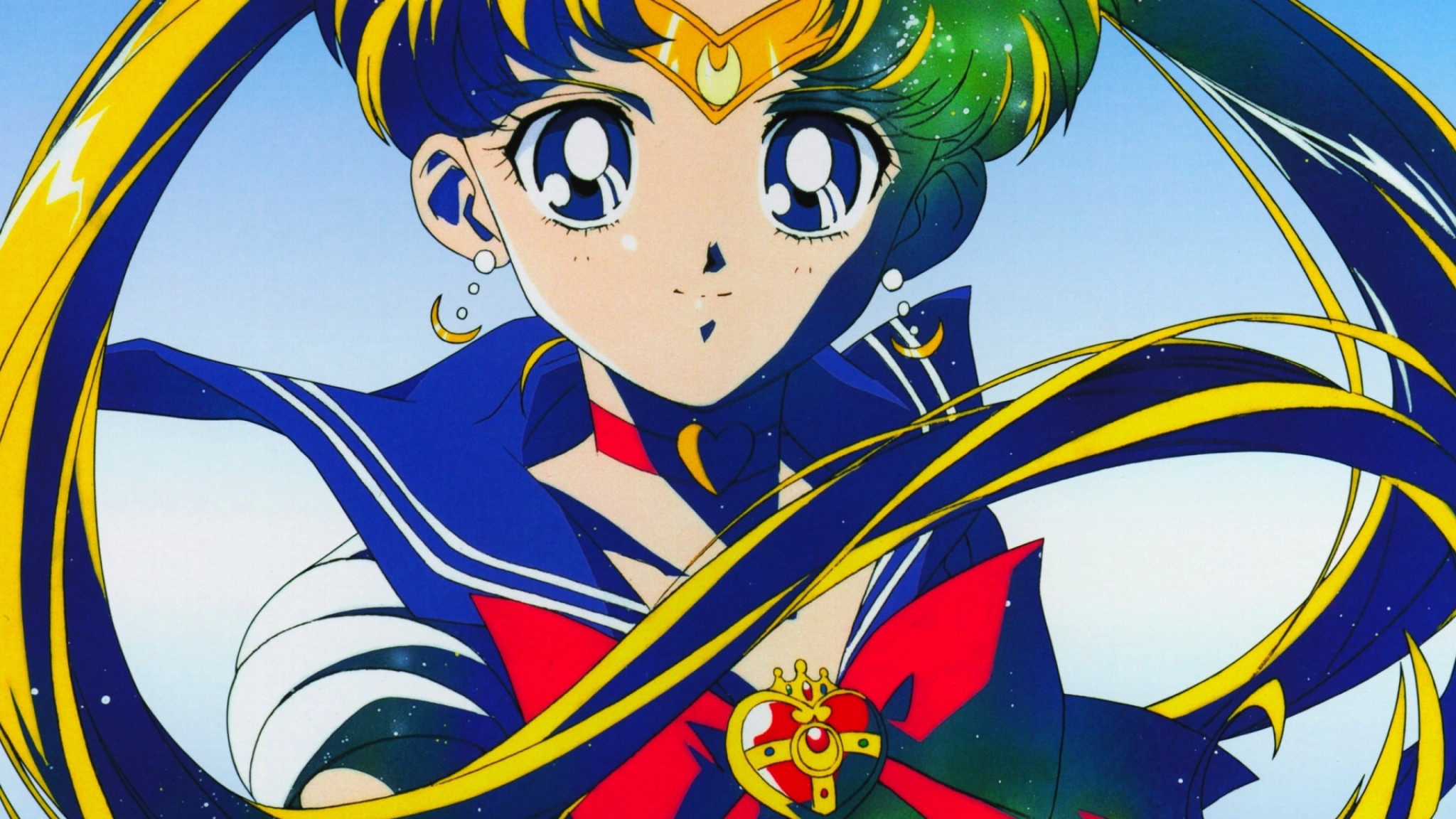 Sailor Moon, Usagi Tsukino, Primo piano, Anime anni '90, 16:9 Full HD, sfondo widescreen