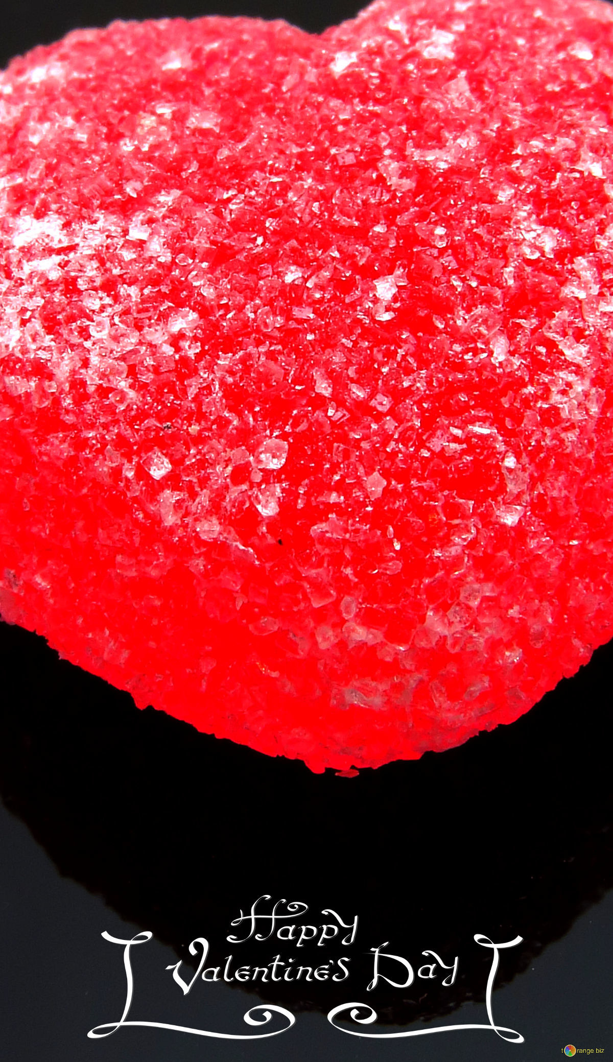 Cuore di zucchero, Happy Valentine's Day, Rosso, Sfondo nero, Full HD, schermata di blocco del cellulare