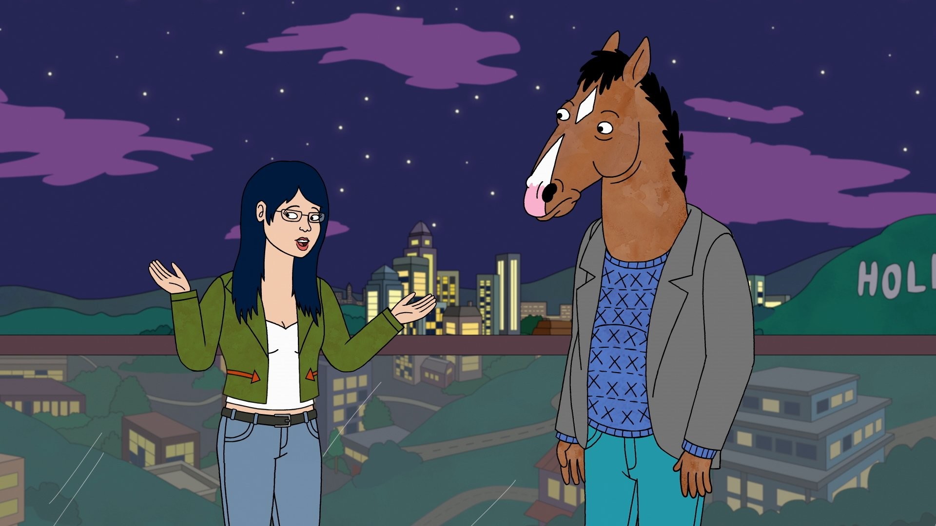 BoJack Horseman, Diane Nguyen, Hollywood, Notte, Full HD, sfondo per portatile