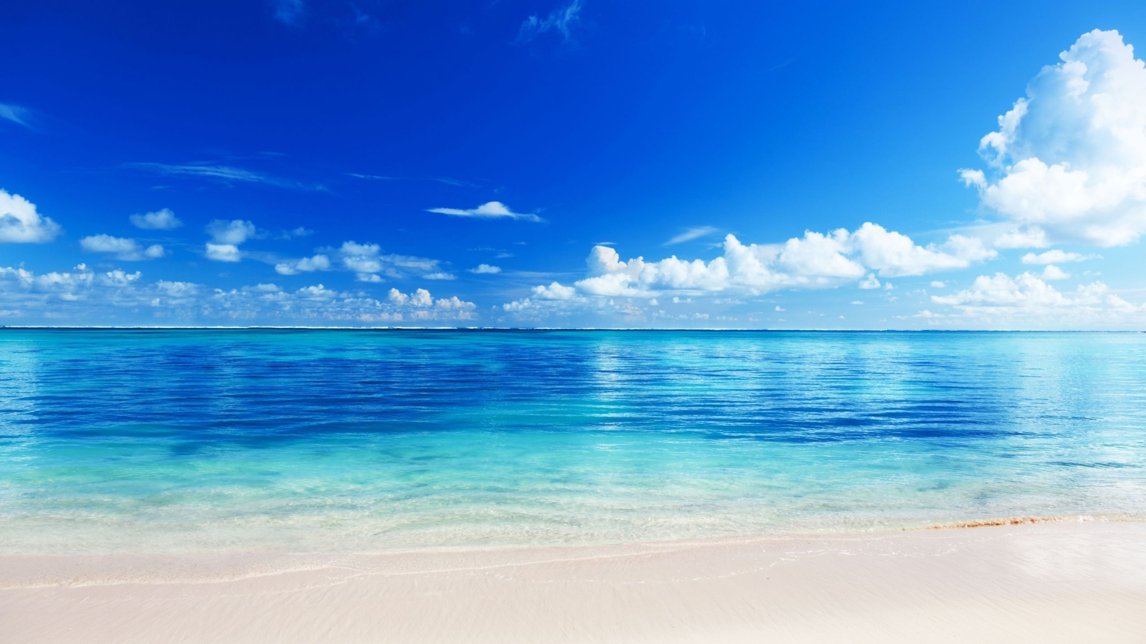 Mare, Spiaggia, Acqua turchese, Cielo azzurro, Orizzonte, 16:9 4K, wallpaper widescreen