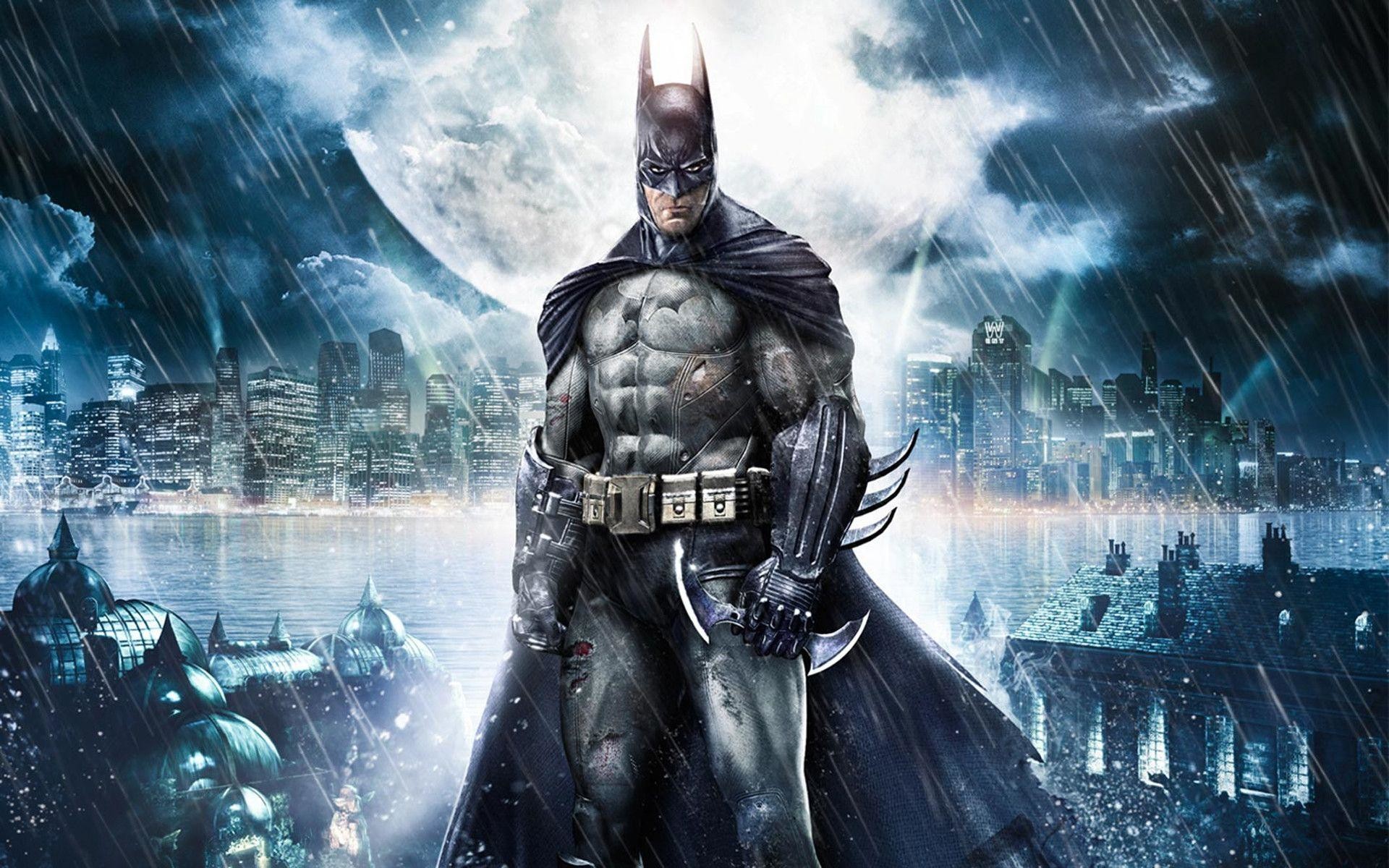 Batman, Batman: Arkham Asylum, Luna, Pioggia, 1920x1200, sfondo MacBook Pro