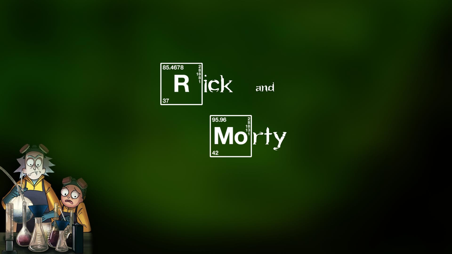 Rick and Morty, Breaking Bad, Parodia, Sfondo verde, Full HD, wallpaper per computer