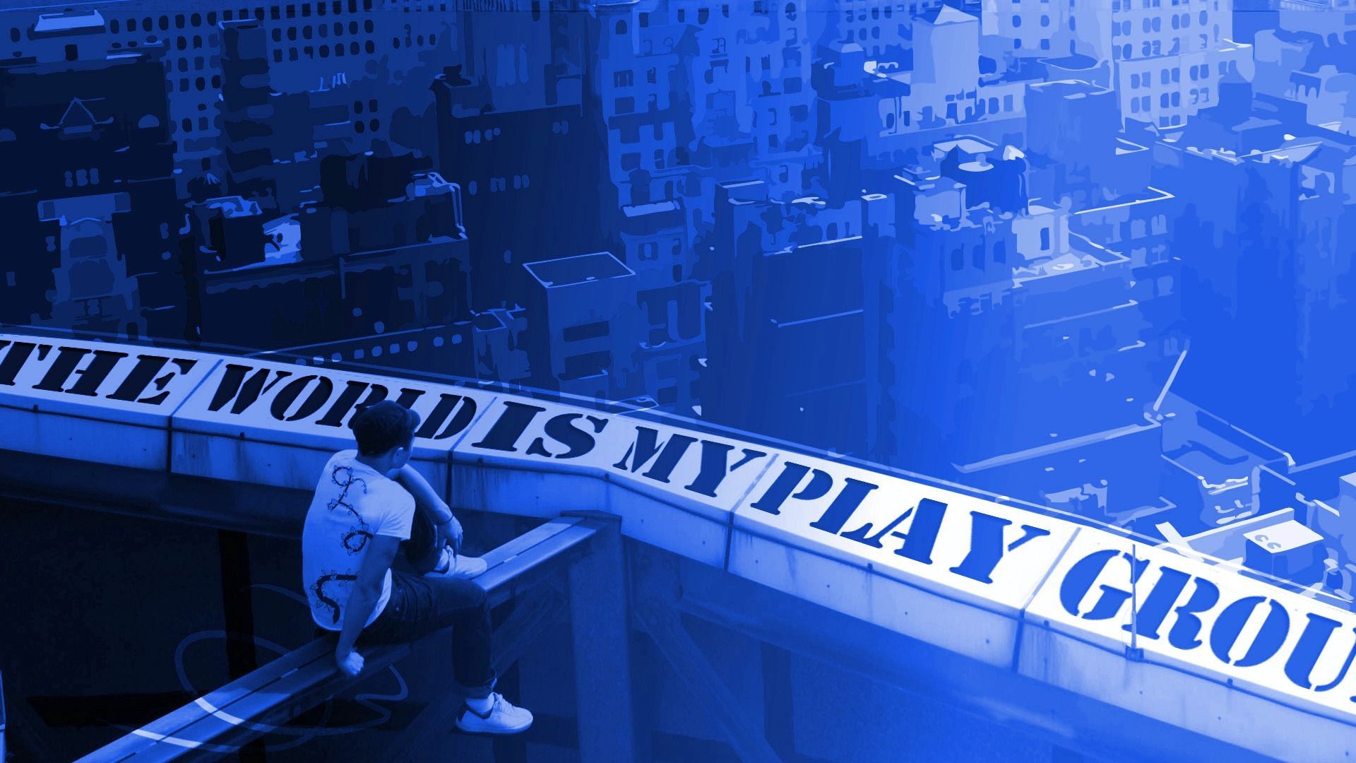 Parkour, The World Is My Playground, Tetto, Blu, 16:9 Full HD, wallpaper widescreen