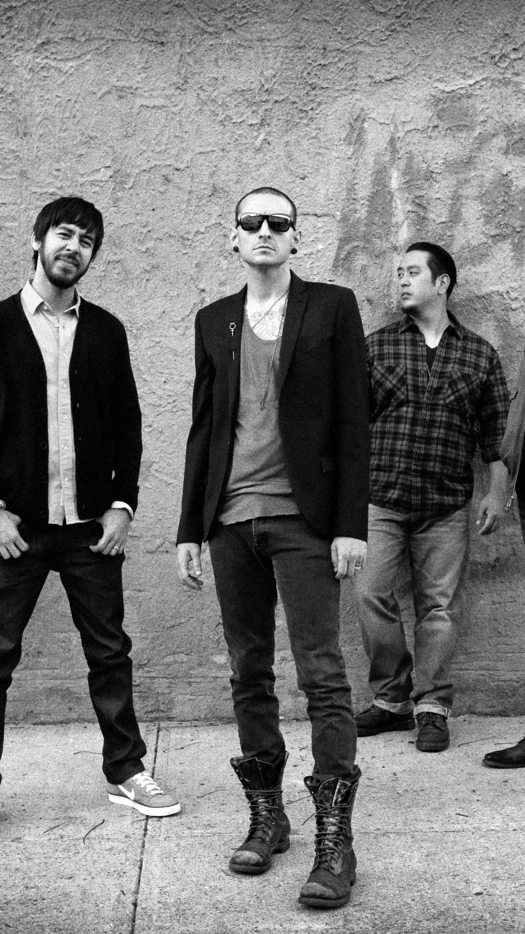 Linkin Park, Chester Bennington, Mike Shinoda, Bianco e nero, 1080x1920, schermata di blocco iPhone