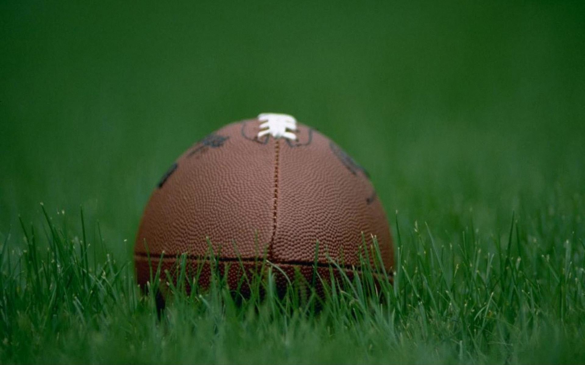 Pallone da football americano, Erba, Primo piano, Bokeh, 1920x1200, immagine di sfondo