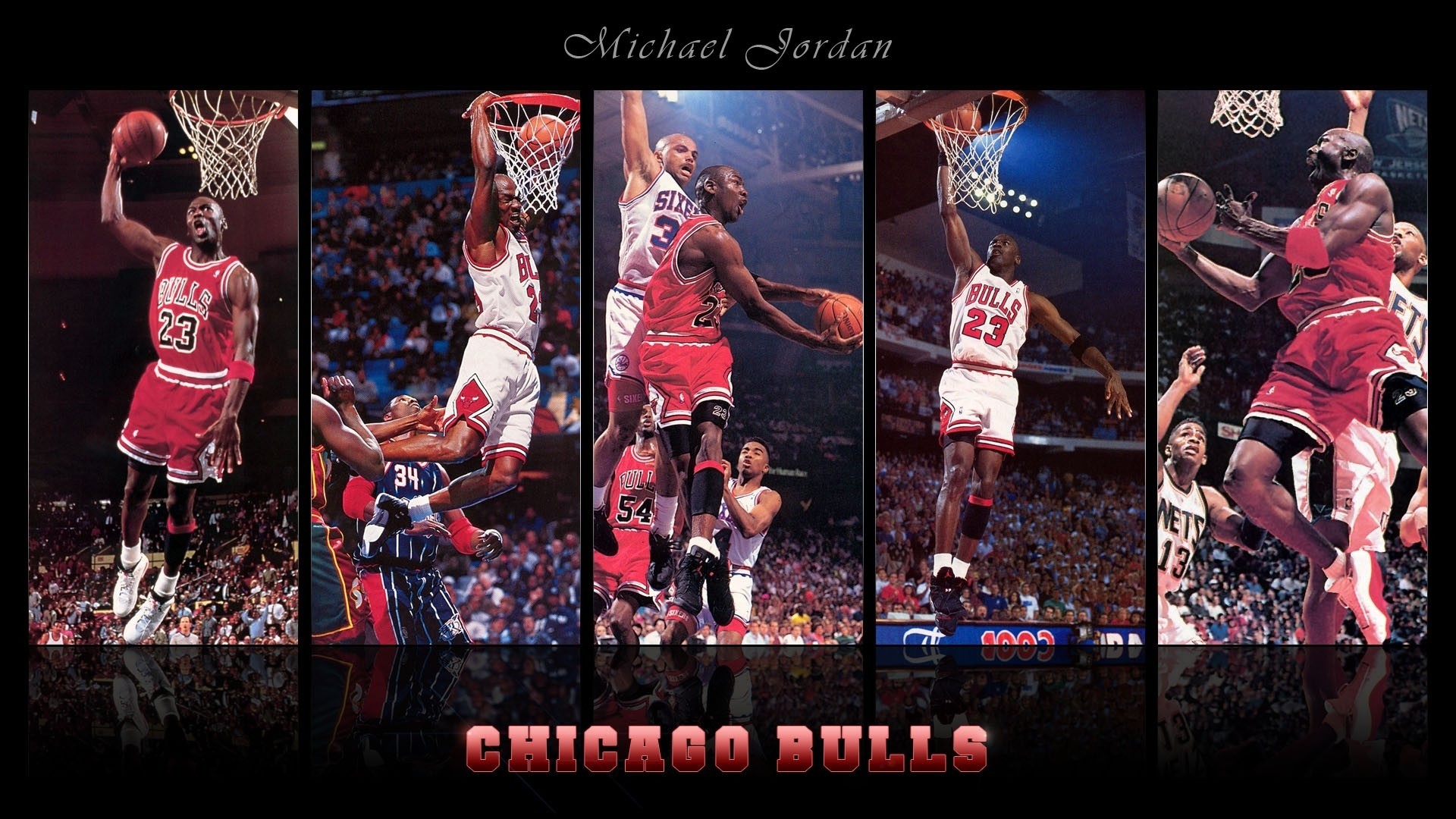 Michael Jordan, Chicago Bulls, Collage, Schiacciata, Full HD, sfondo per PC