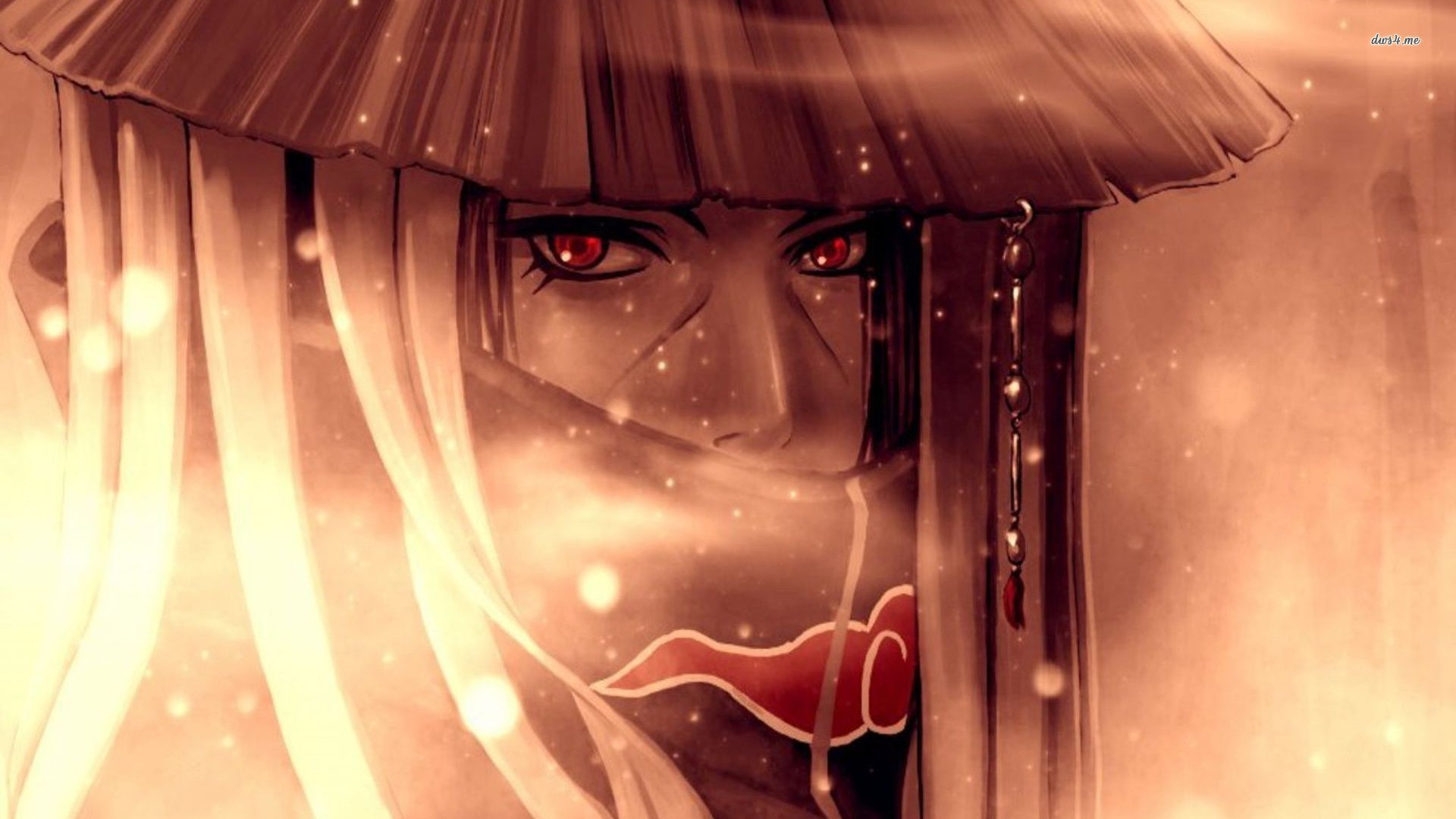 Itachi Uchiha, Akatsuki, Cappello di paglia, Sharingan, 1920x1080, immagine di sfondo