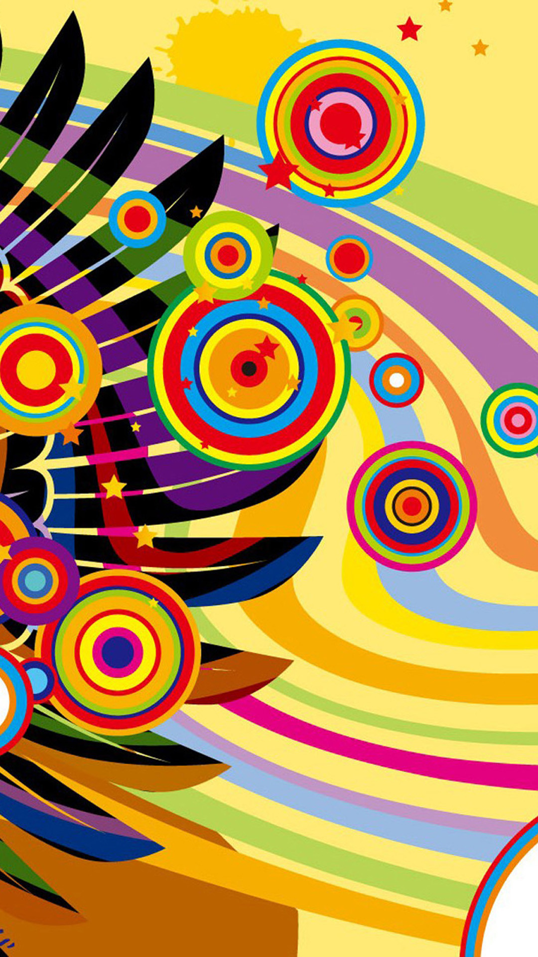 Cerchi colorati, Retrò, Astratto, Colori vivaci, immagine di sfondo iPhone 6 Plus