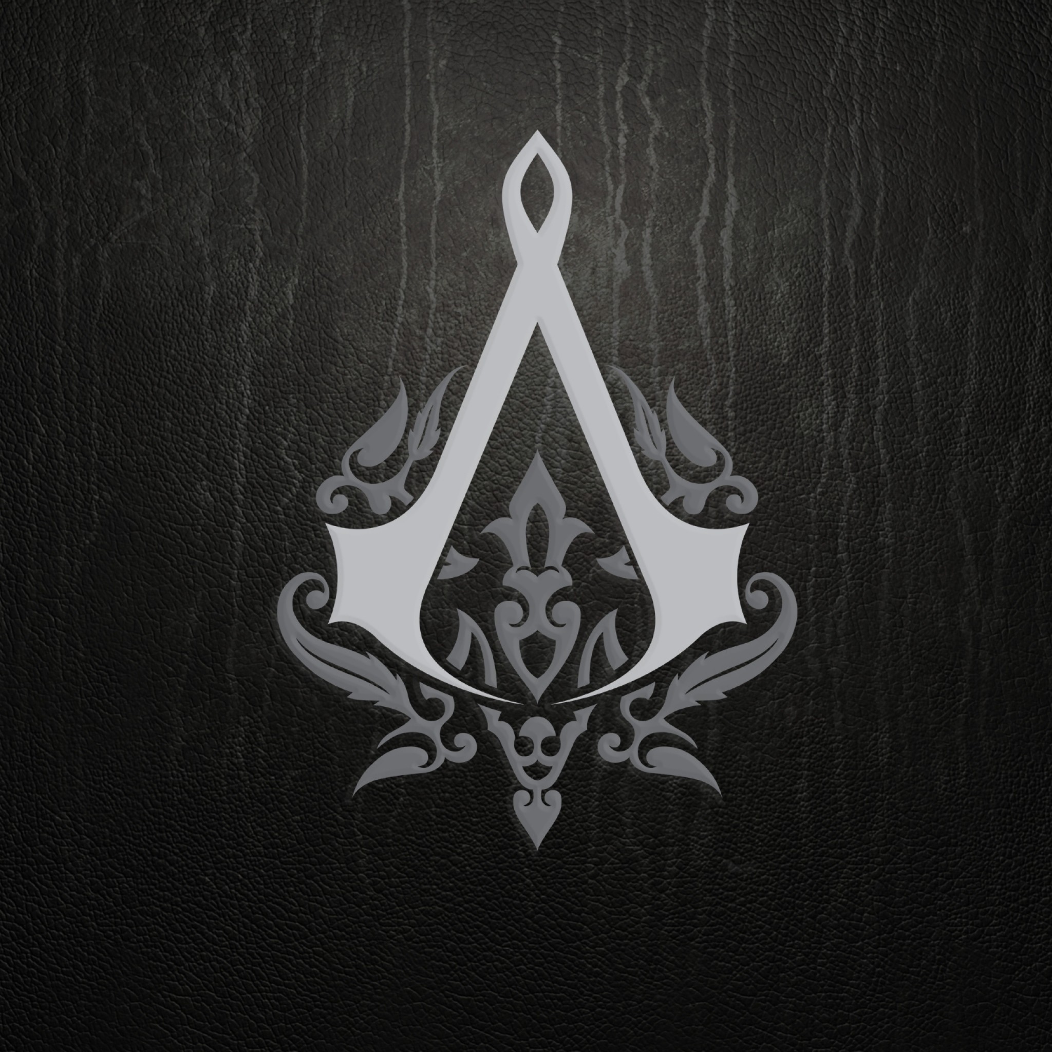 Simbolo degli Assassini, Assassin's Creed, Sfondo legno scuro, Full HD, schermata di blocco iPad