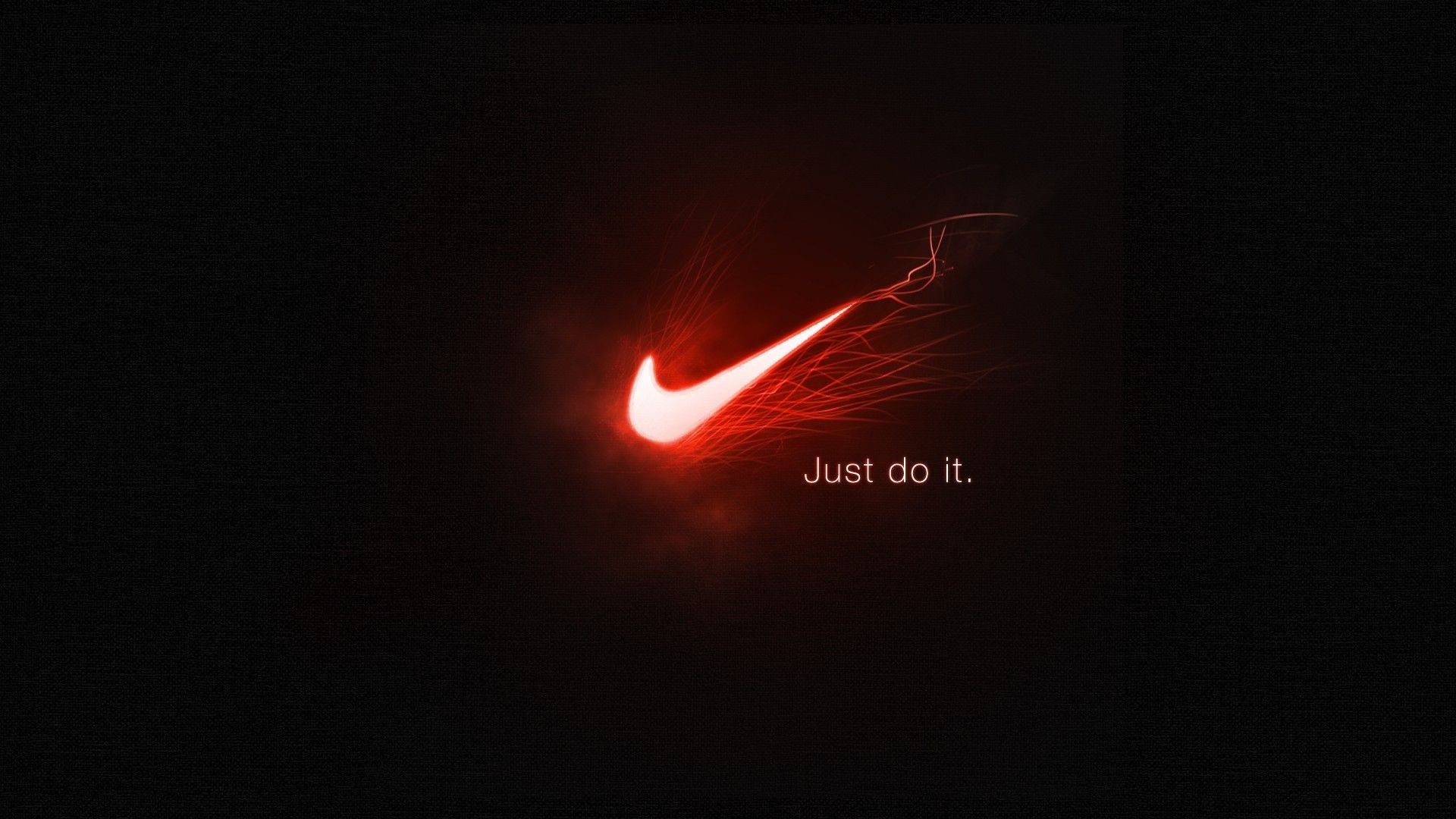 Nike Swoosh, Just Do It, Fuoco, Sfondo scuro, Full HD, wallpaper per PC
