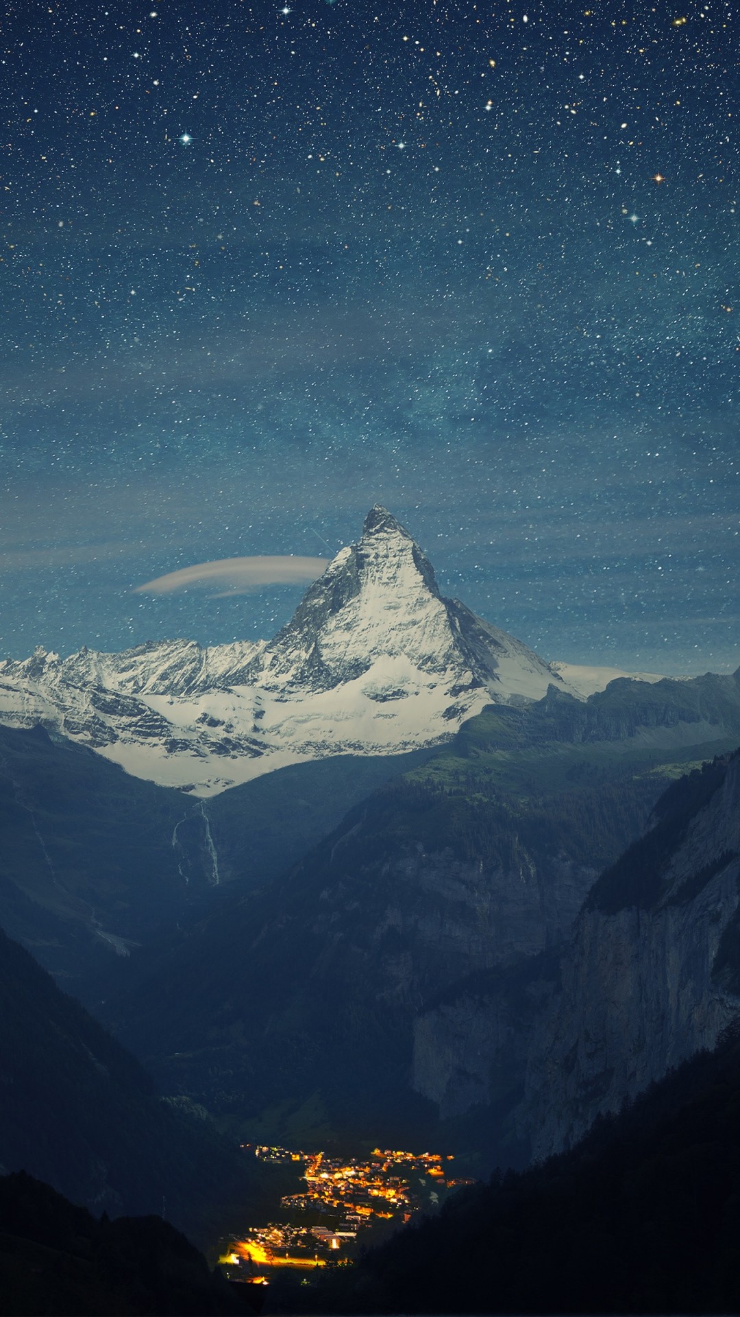 Cervino, Alpi, Montagna, Notte, Svizzera, Full HD, sfondo per smartphone