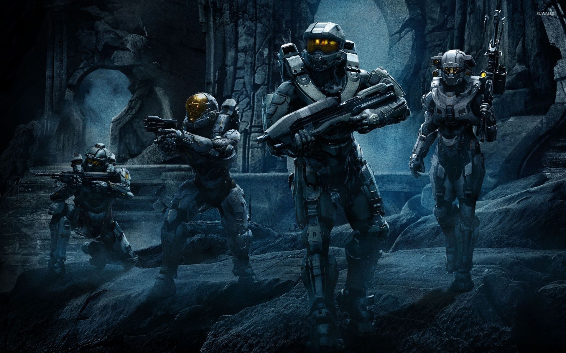 Blue Team, Master Chief, Halo 5: Guardians, Spartani, Full HD, sfondo per portatile