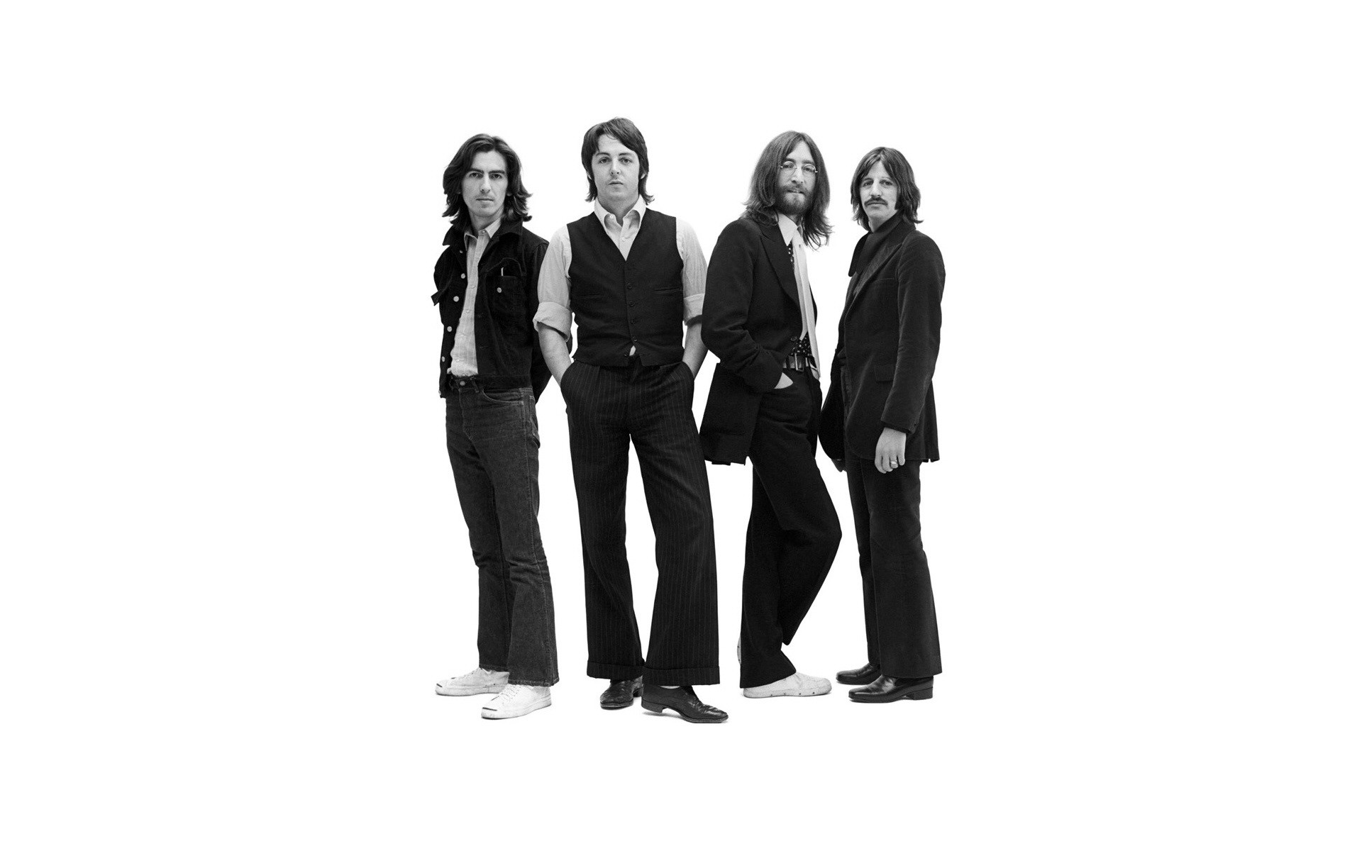 The Beatles, Ritratto di gruppo, Sfondo bianco, 16:10 Full HD, wallpaper widescreen