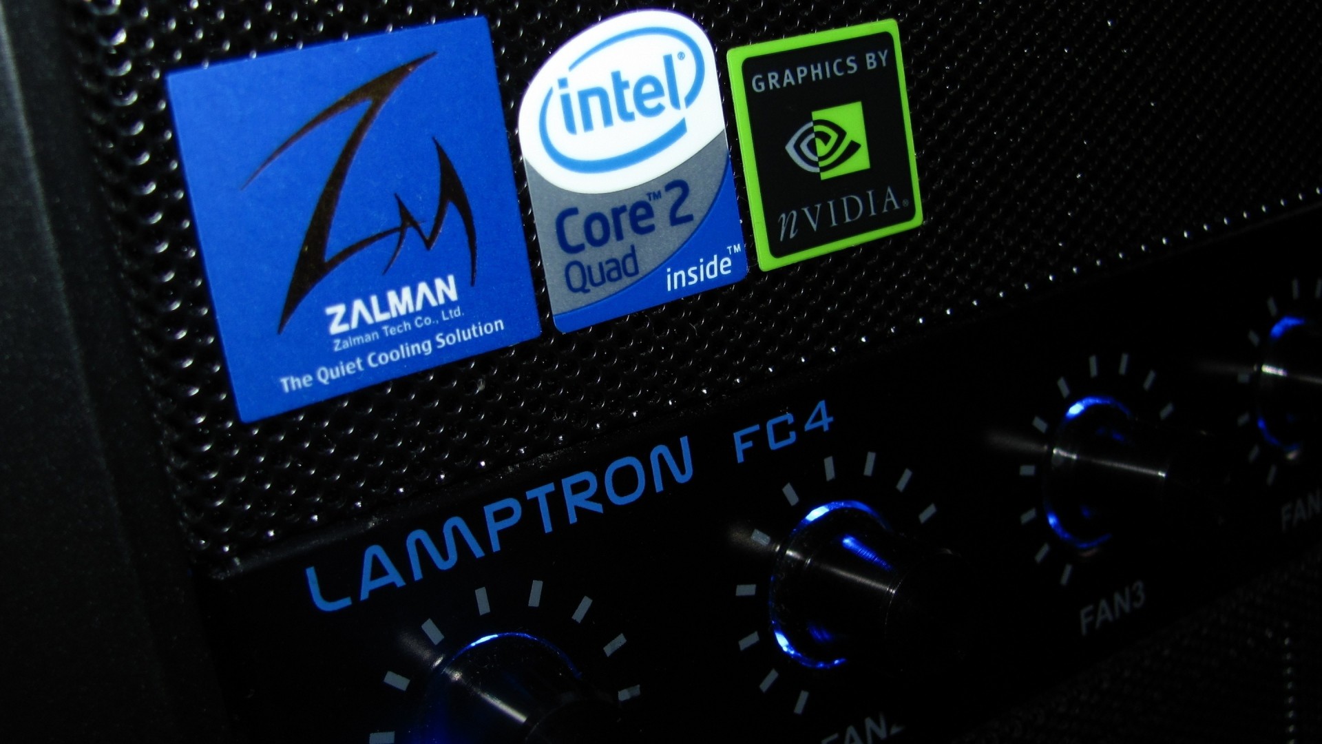 Nvidia, Intel Core 2 Quad, Zalman, Lamptron FC4, Adesivi, 1920x1080, immagine di sfondo