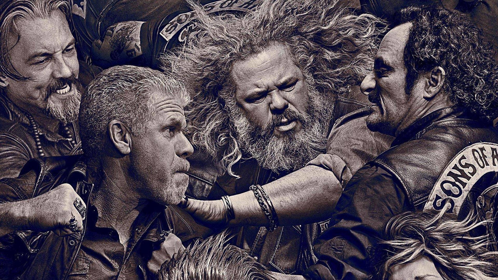 Sons of Anarchy, Ron Perlman, Mark Boone Junior, Rissa, Seppia, Full HD, sfondo per PC e portatile