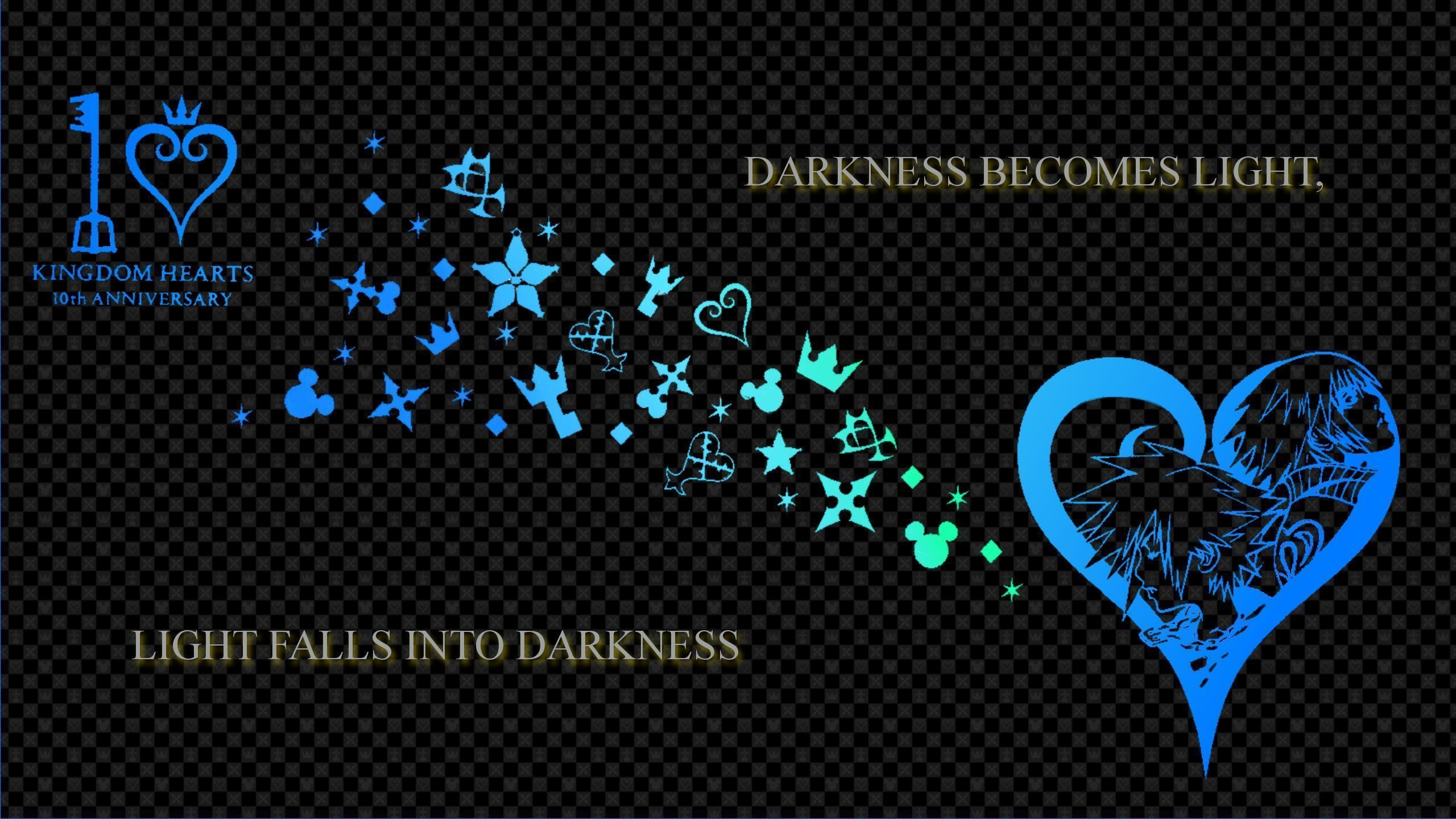 Kingdom Hearts, 10° anniversario, Darkness Becomes Light, Cuore blu, Simboli, sfondo 1440p