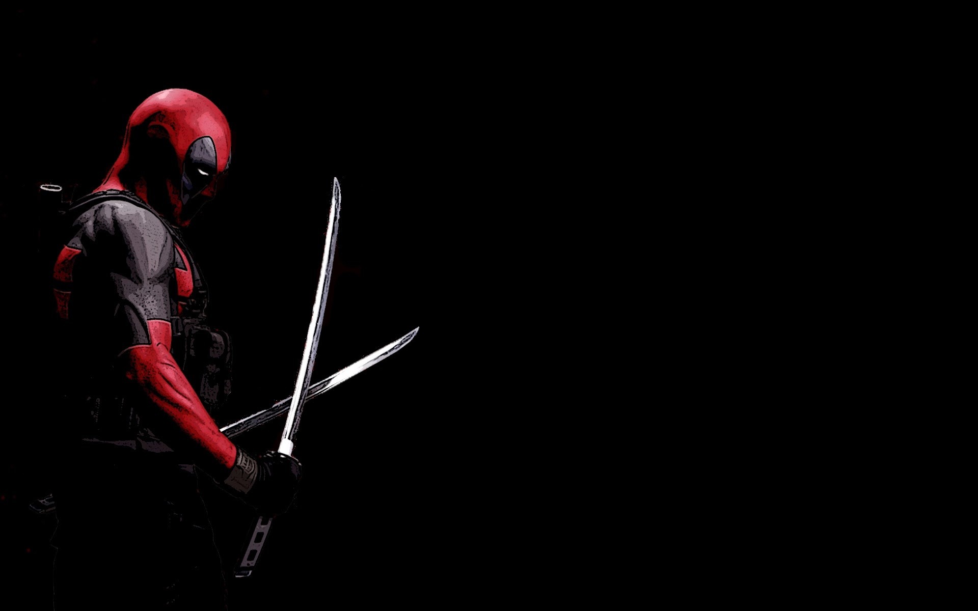 Deadpool, Katane, Sfondo nero, Full HD, wallpaper per computer