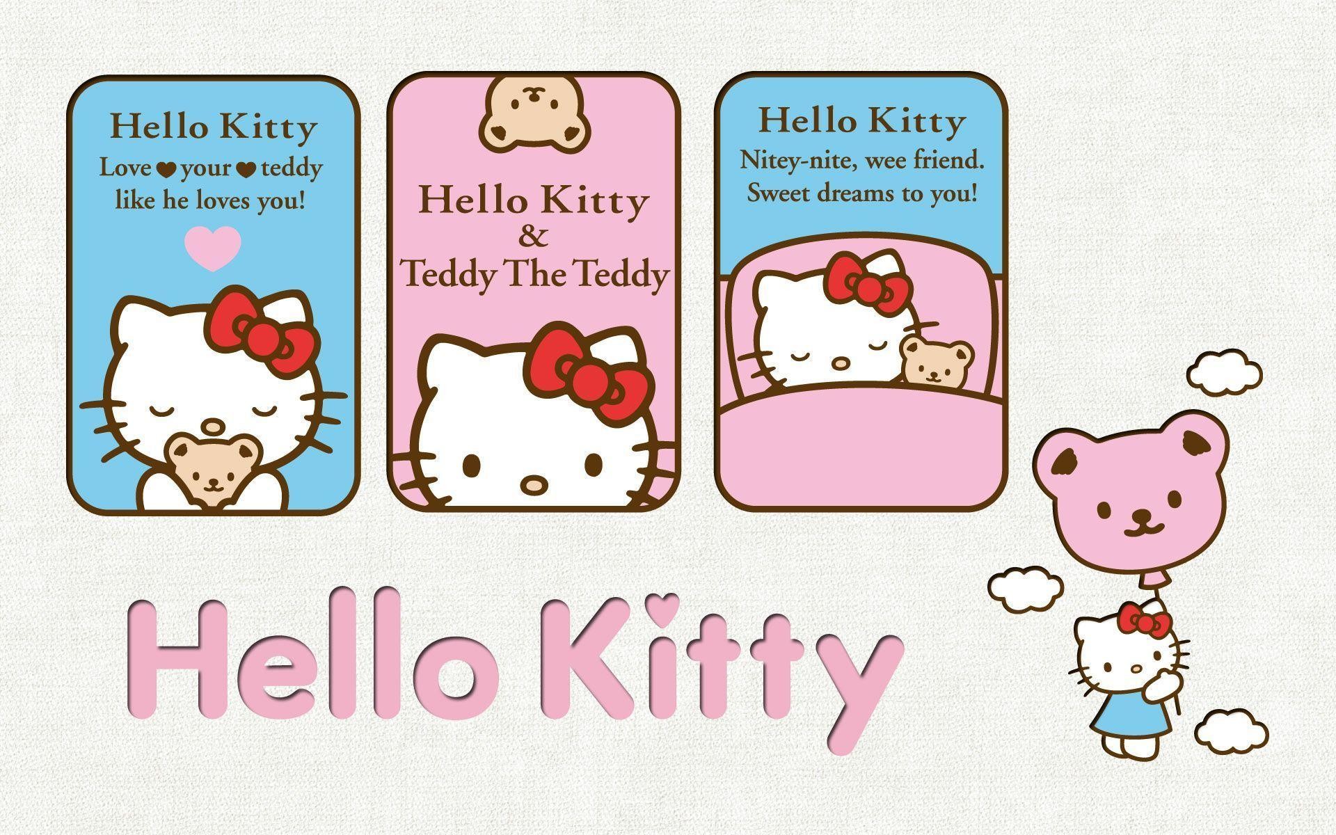 Hello Kitty, Teddy, Orsacchiotto, Scritta, Pastello, 1920x1200, sfondo MacBook Pro