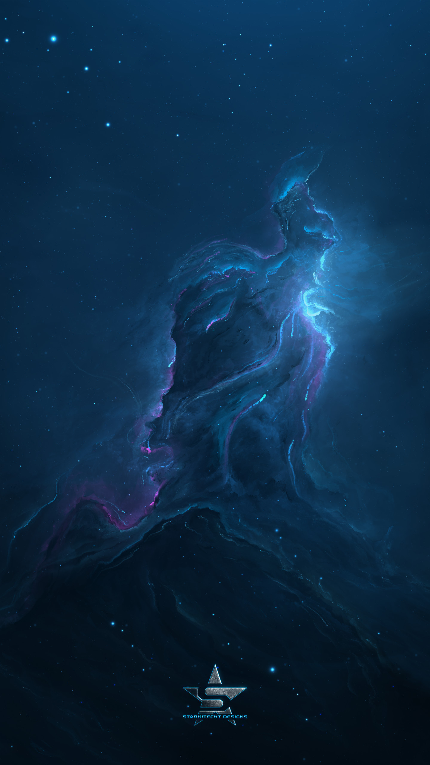 Nebulosa, Spazio, Blu scuro, QHD+, sfondo per smartphone