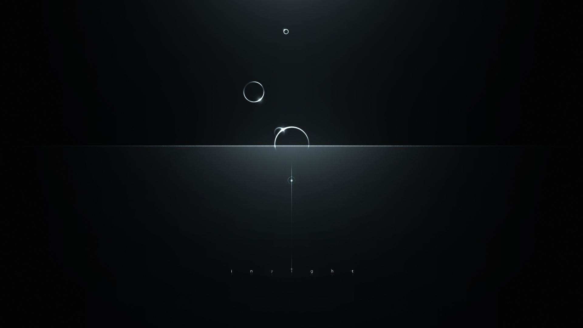 Minimalismo, Pianeti, Orizzonte, Sfondo nero, 16:9 Full HD, wallpaper widescreen