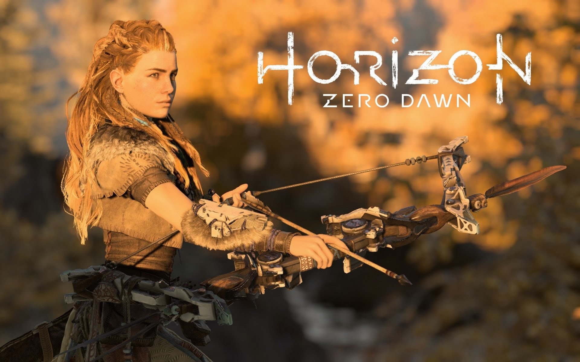 Aloy, Horizon Zero Dawn, Arco, Logo, 16:10 Full HD, sfondo widescreen