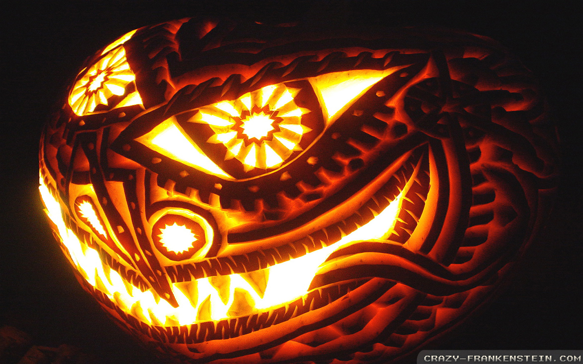 Zucca intagliata, Jack-o'-lantern, Halloween, Luce arancione, Full HD, sfondo desktop