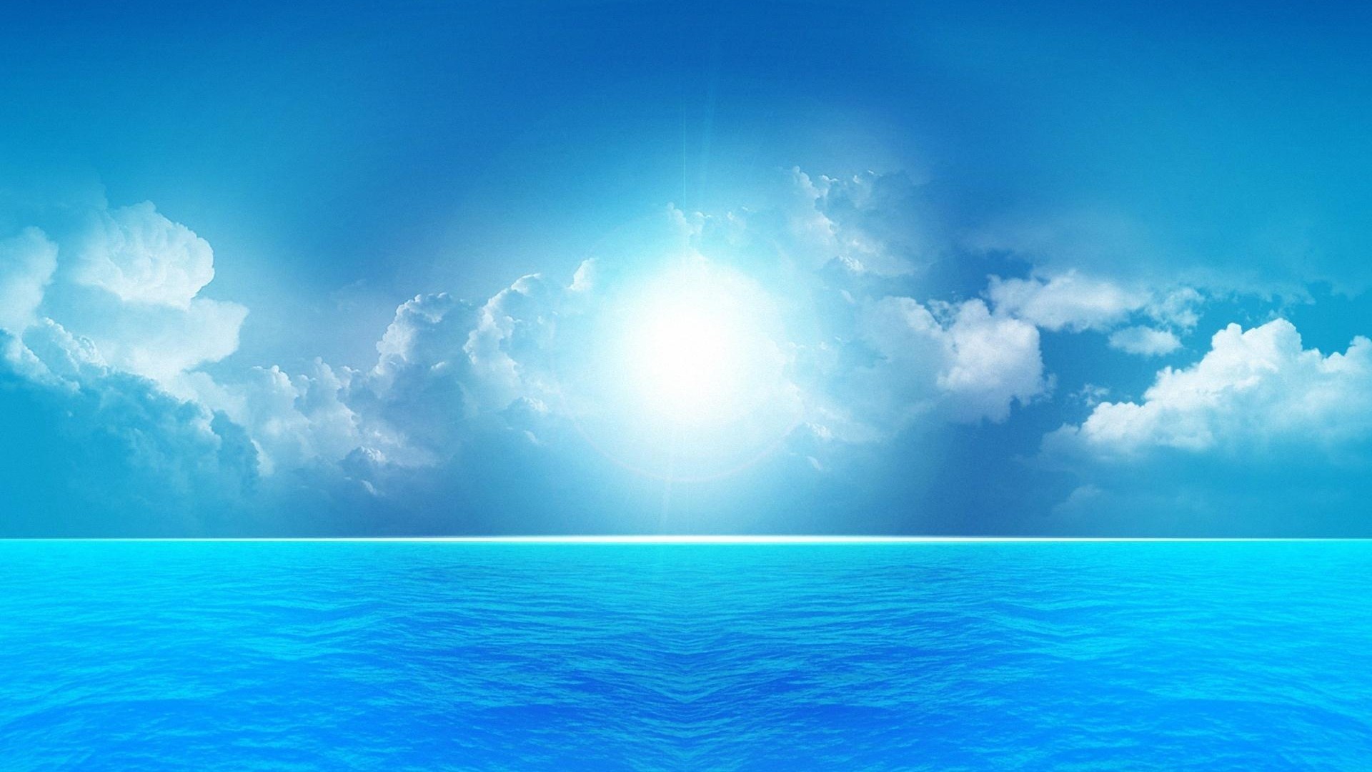 Mare, Nuvole, Sole, Azzurro, Full HD, sfondo desktop
