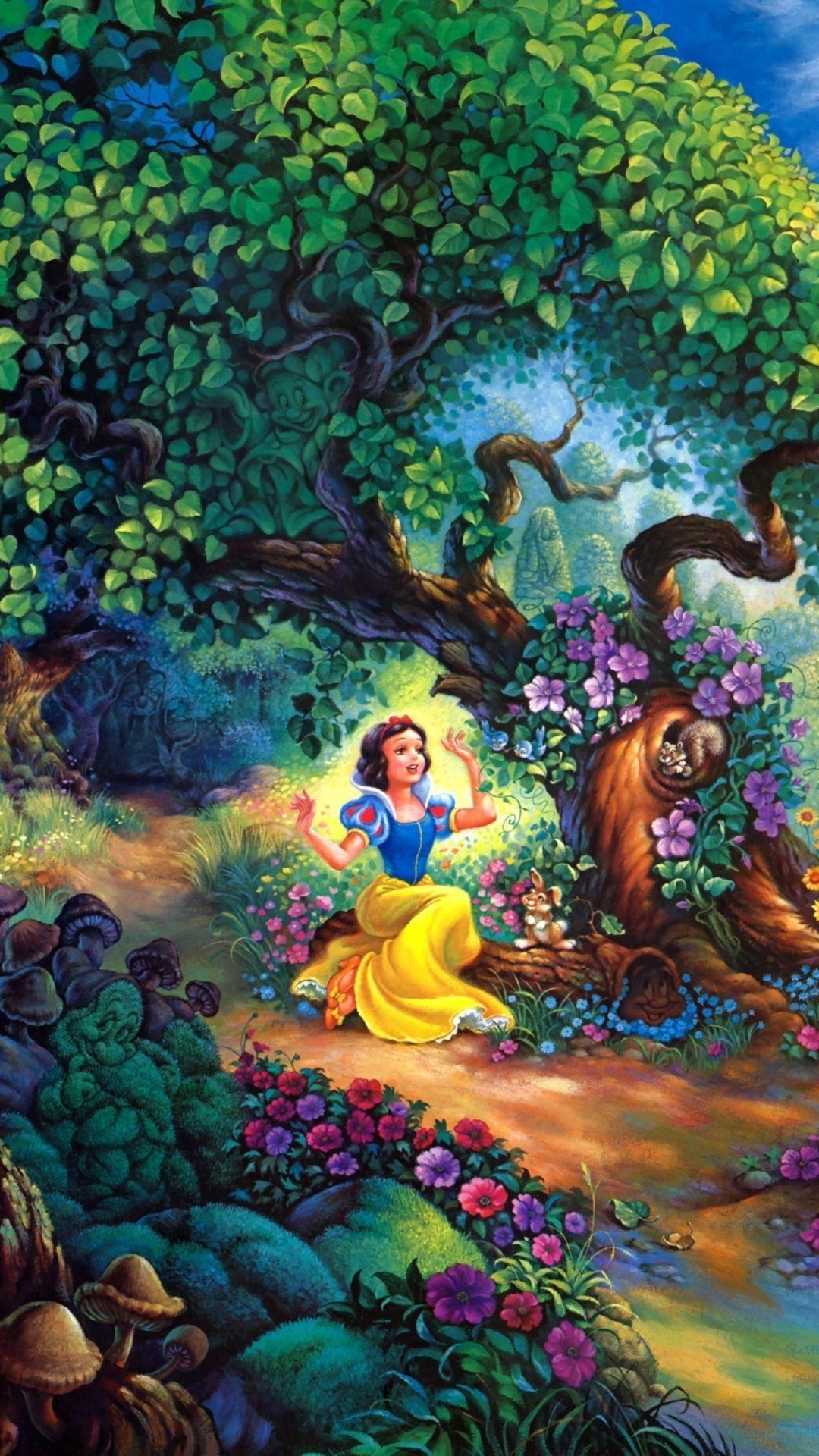 Biancaneve, Biancaneve e i sette nani, Disney, Bosco, Dipinto, schermata di blocco iPhone