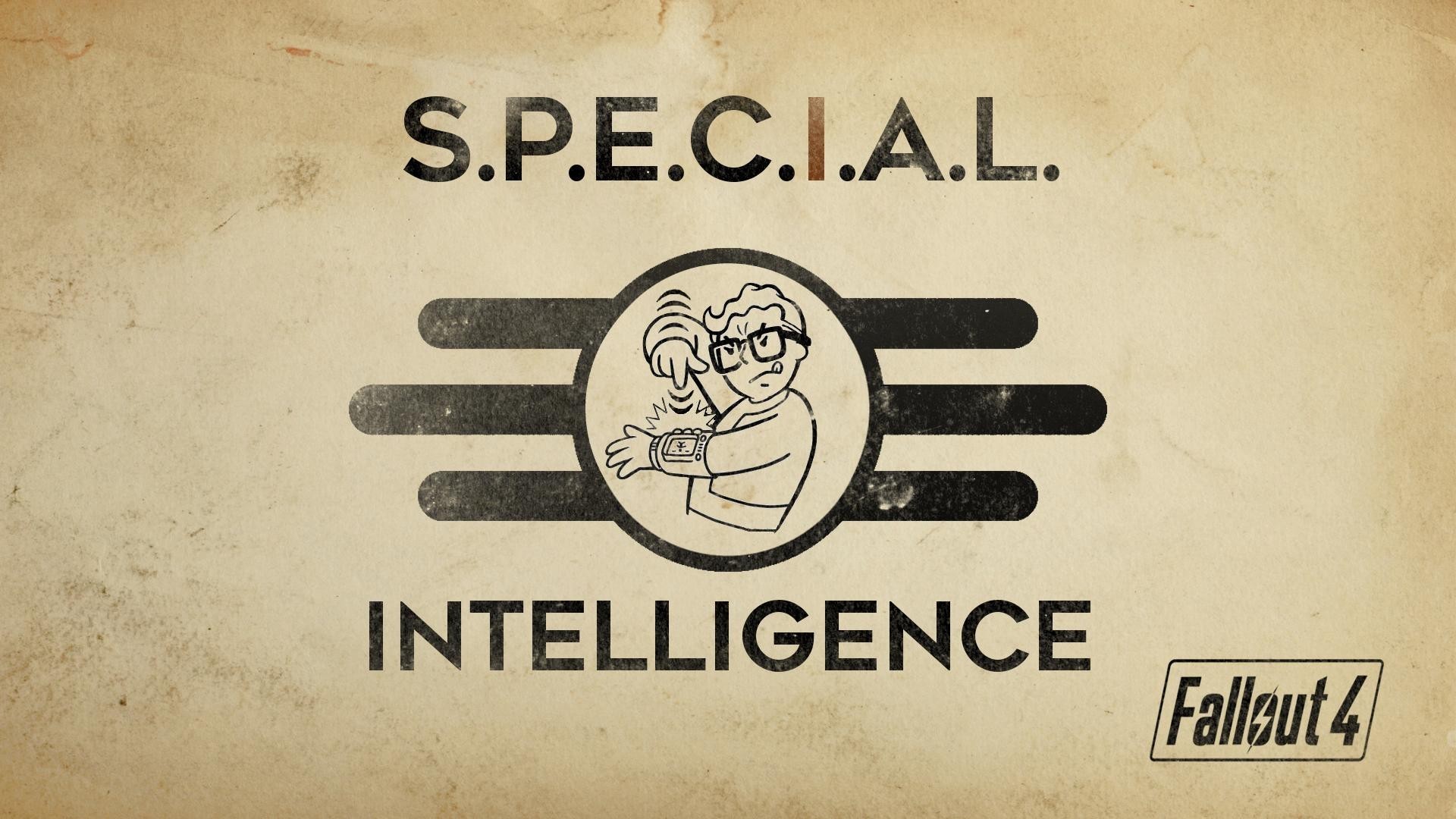 Vault Boy, S.P.E.C.I.A.L., Intelligenza, Fallout 4, Stile retrò, sfondo desktop 1920x1080