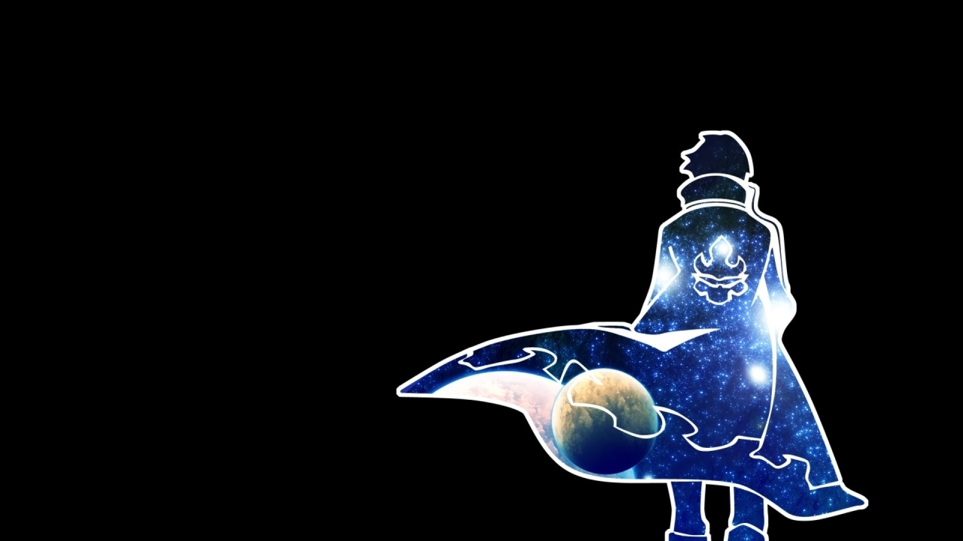 Simon, Gurren Lagann, Mantello stellato, Sfondo nero, Full HD, wallpaper per portatile