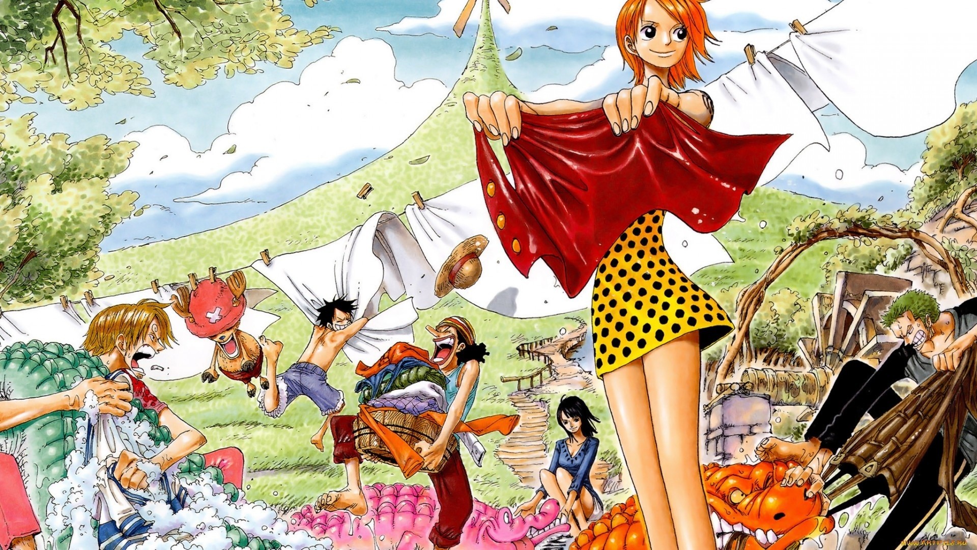 Nami, Ciurma di Cappello di Paglia, One Piece, Copertina manga, Full HD, sfondo desktop