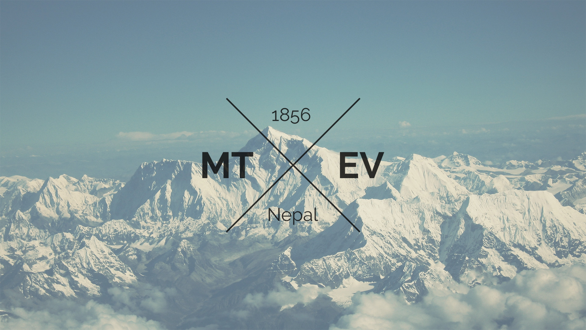 Monte Everest, Nepal, Himalaya, Tipografia, Hipster, 16:9 Full HD, sfondo widescreen