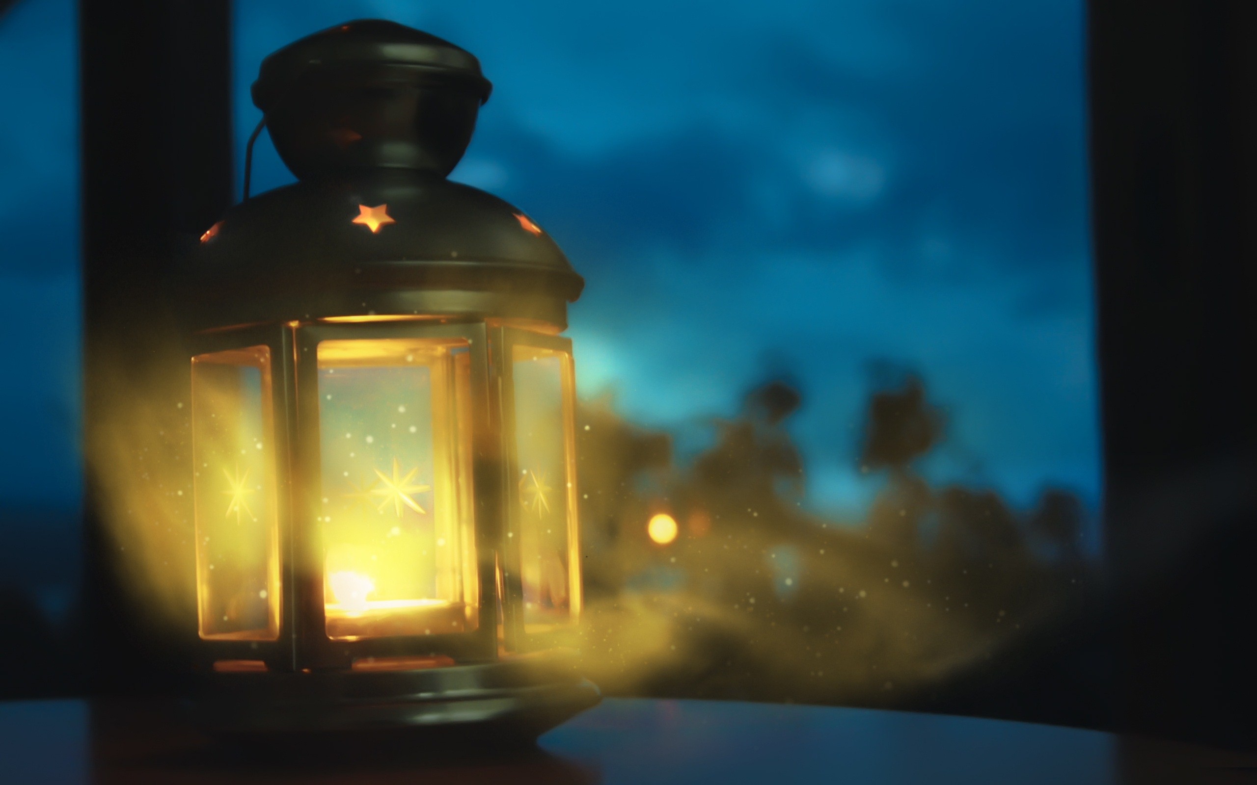 Lanterna, Candela, Notte, Bokeh, 2K 1600p, sfondo desktop