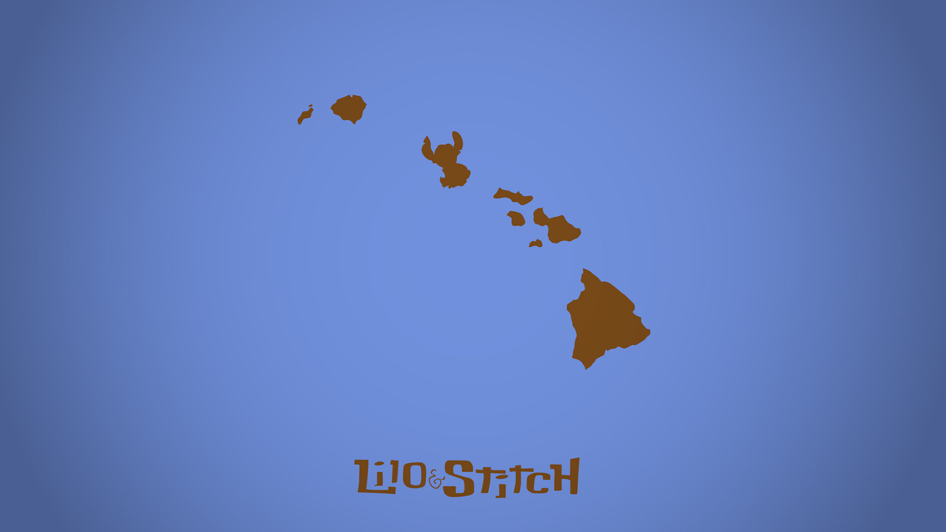 Lilo & Stitch, Hawaii, Mappa, Minimalismo, Blu, Full HD, wallpaper per PC