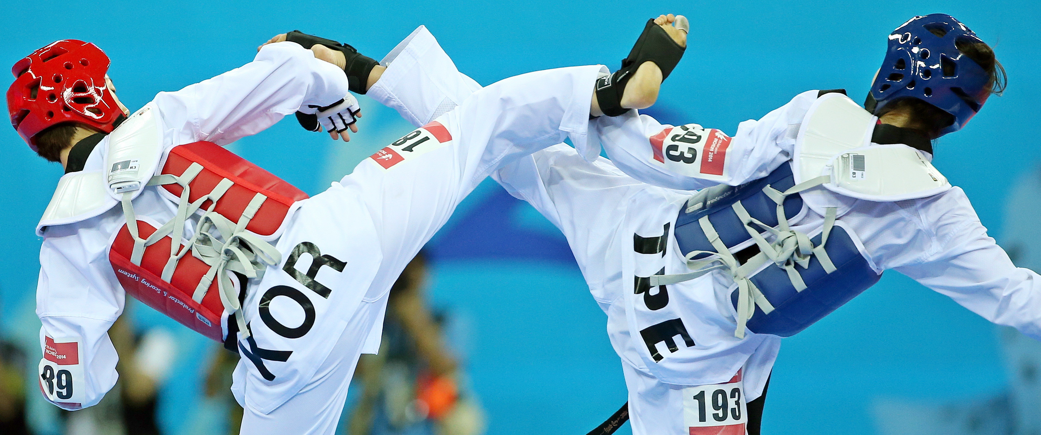 Taekwondo, Corea del Sud, Taipei Cinese, Combattimento, Calcio, 3440x1440, sfondo per PC