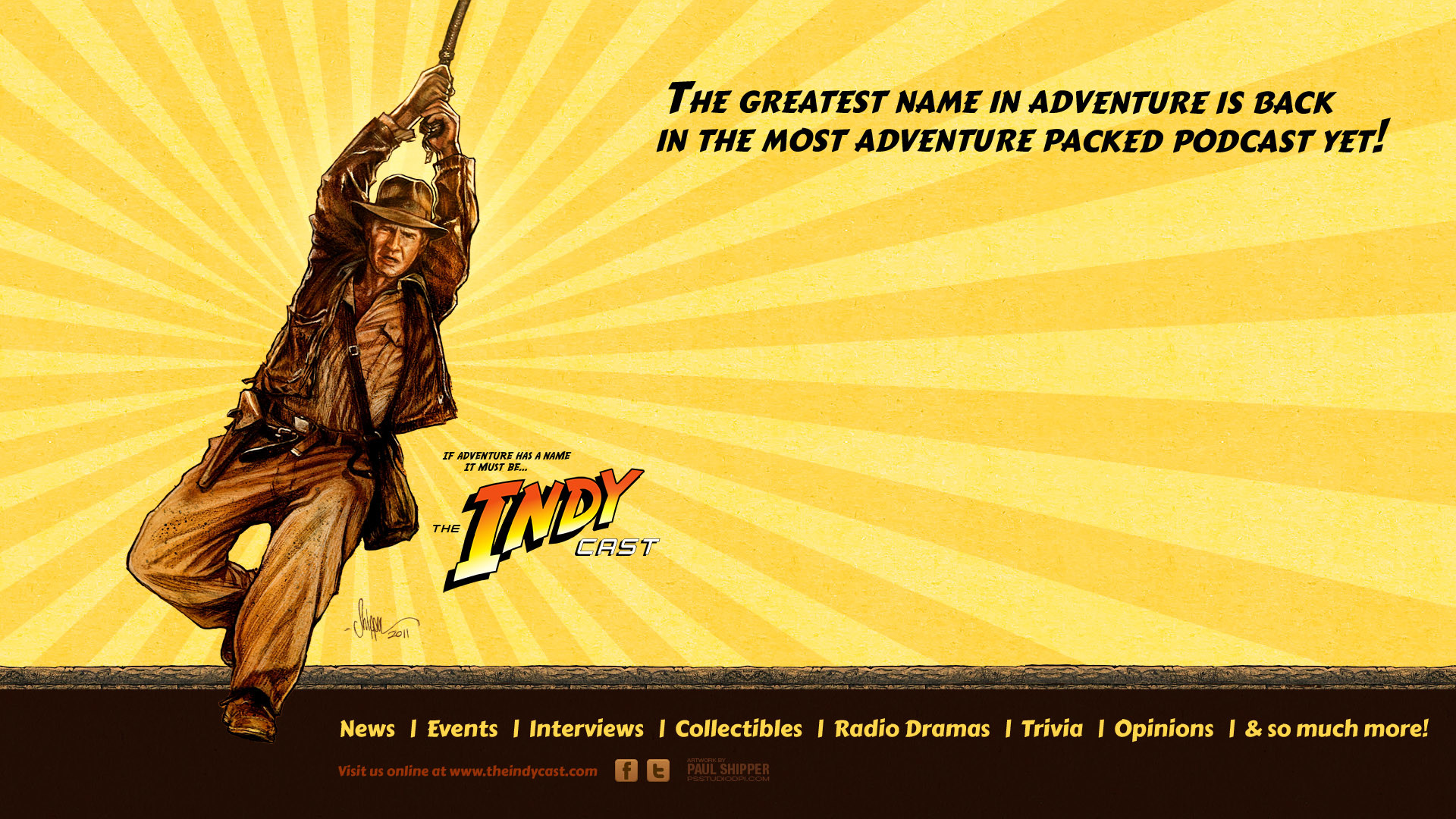 Indiana Jones, Indy Cast, Podcast, Raggi gialli, Full HD, sfondo per portatile