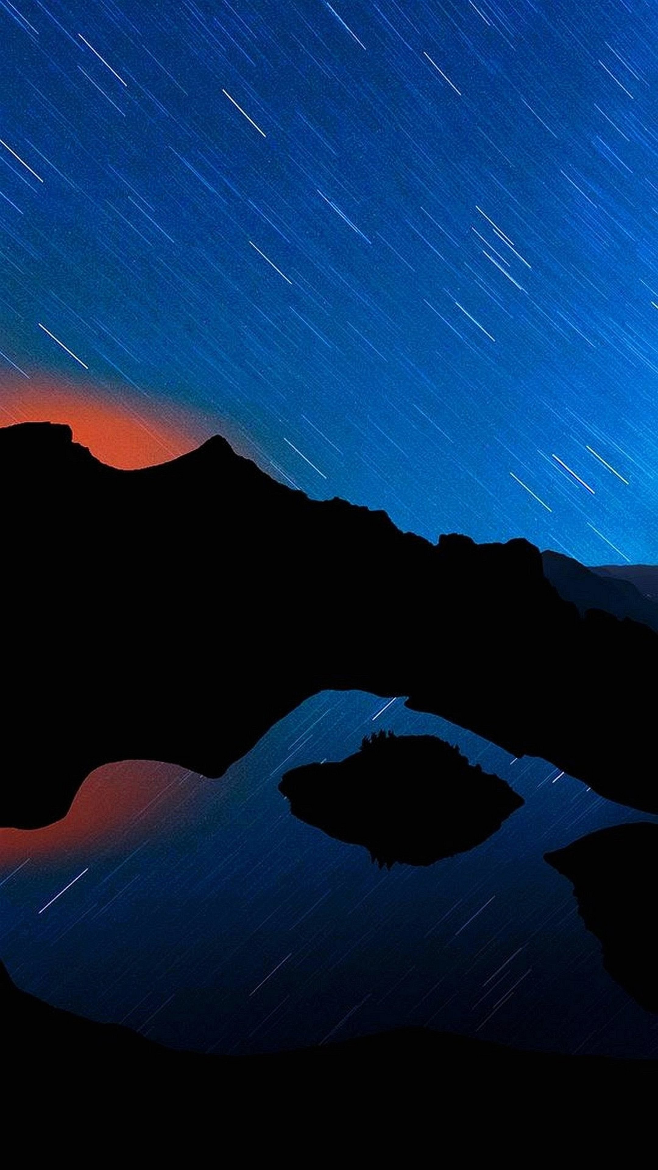 Scie stellari, Montagne, Lago, Notte, sfondo iPhone 5 QHD+