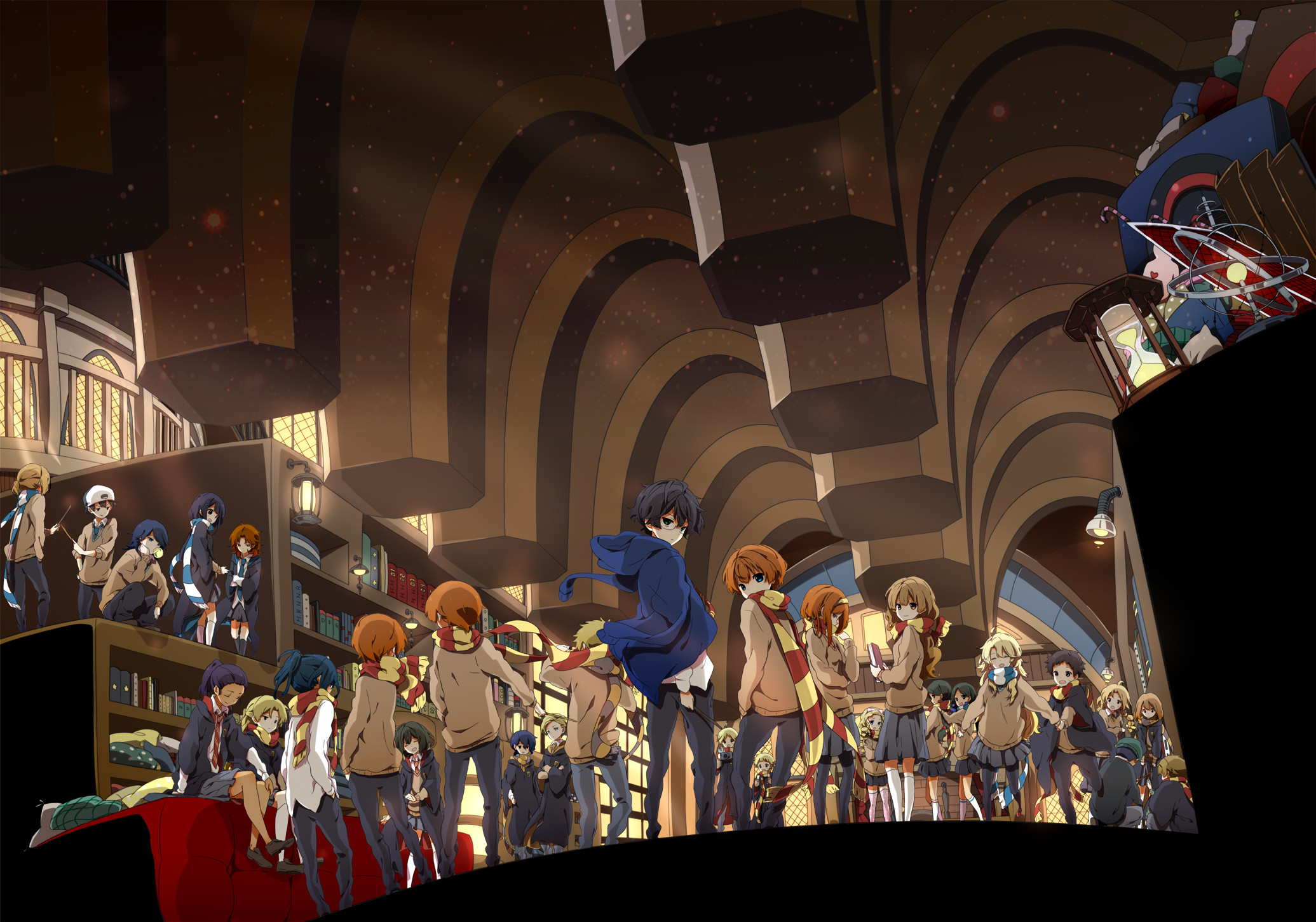 Harry Potter, Sala Grande, Anime, Fan art, Full HD, sfondo per PC