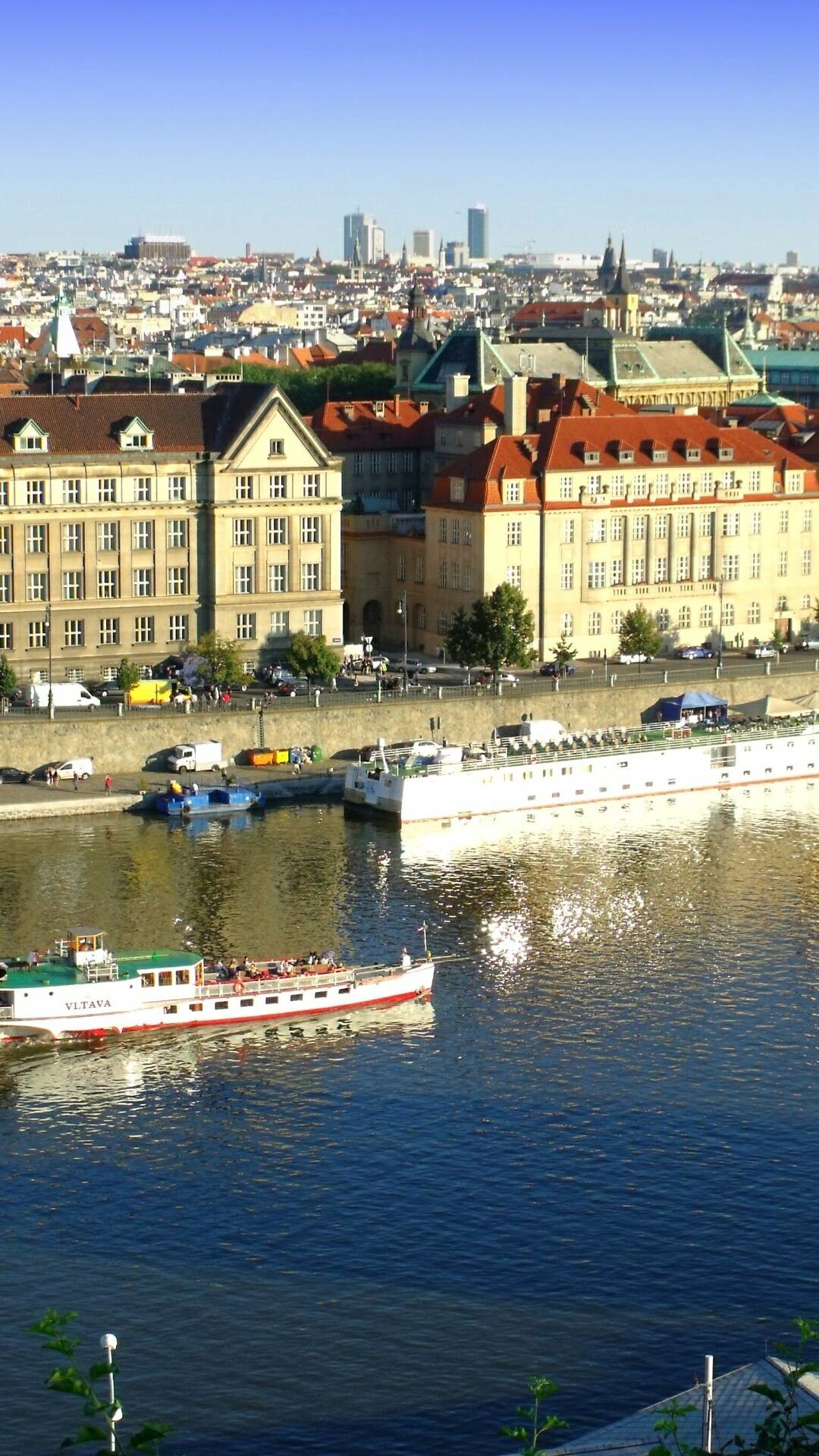 Praga, Moldava, Città, Battello, wallpaper iPhone 5